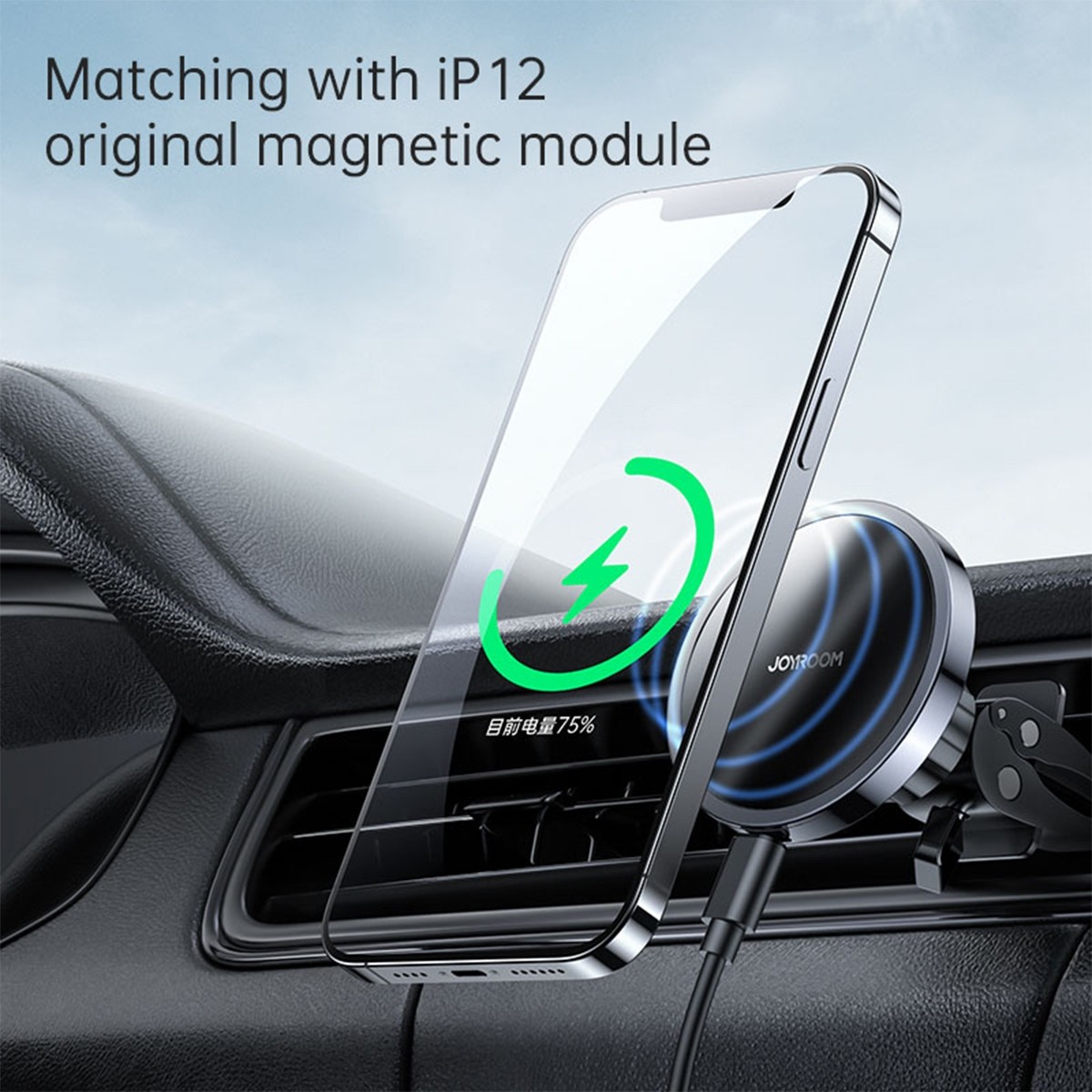 Joyroom Charger 15W MagSafe Βάση Κινητού Αυτοκινήτου με Μαγνήτη και Ασύρματη Φόρτιση