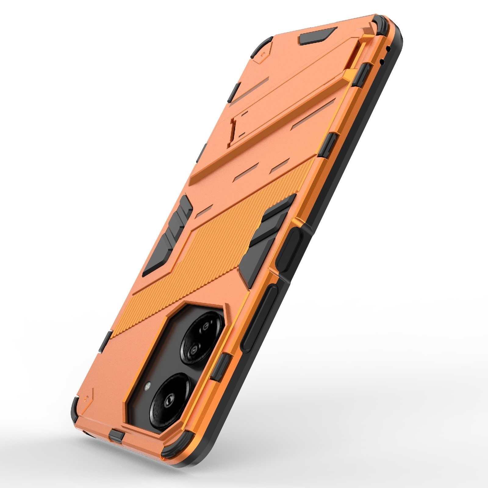 Xiaomi Poco C65 / Xiaomi Redmi 13C 4G Σκληρή Θήκη Πορτοκαλί Με Σταντ Punk Armor 2 in 1 PC + TPU Phone Case Orange
