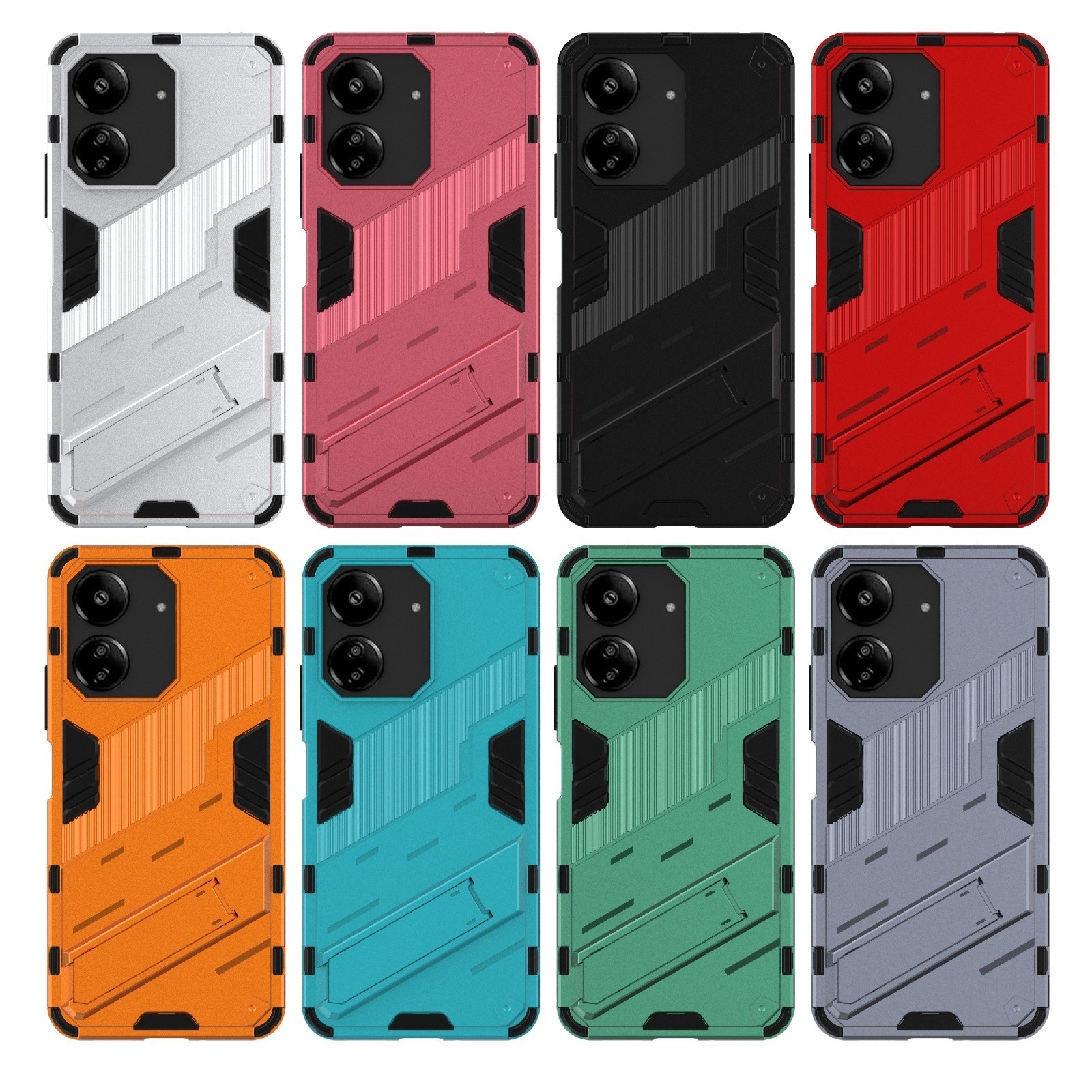 Xiaomi Poco C65 / Xiaomi Redmi 13C 4G Σκληρή Θήκη Πορτοκαλί Με Σταντ Punk Armor 2 in 1 PC + TPU Phone Case Orange