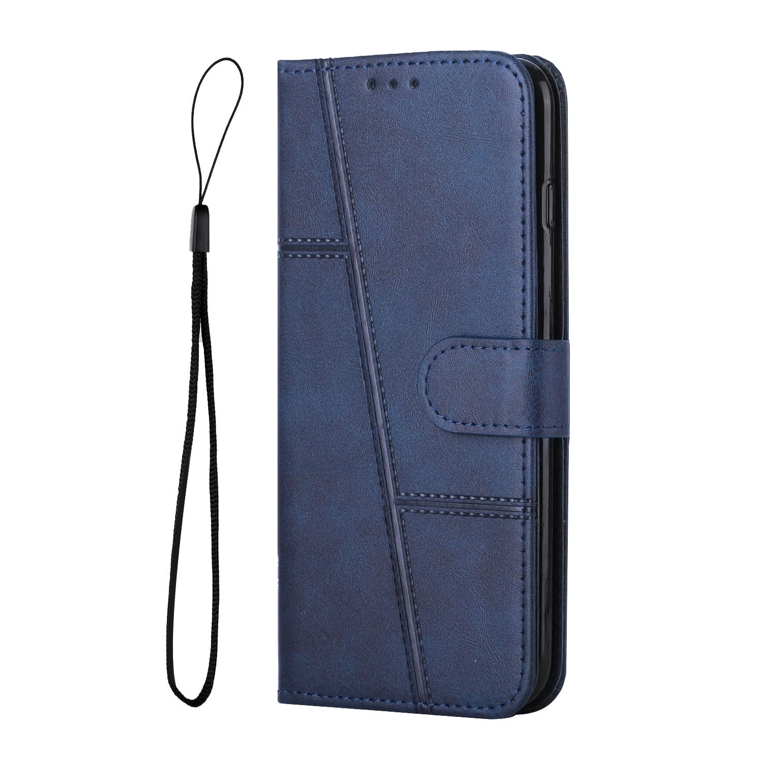 Xiaomi Poco C65 / Xiaomi Redmi 13C 4G Θήκη Βιβλίο Μπλε Stitching Calf Texture Buckle Phone Case Blue