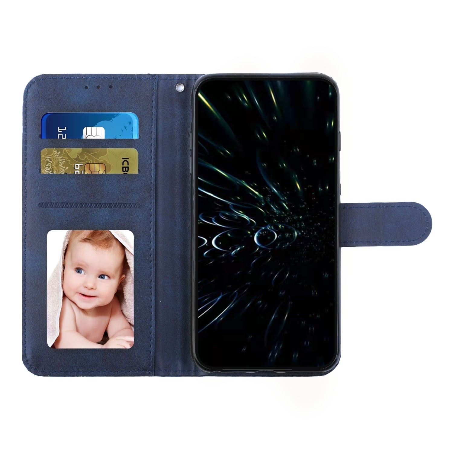 Xiaomi Poco C65 / Xiaomi Redmi 13C 4G Θήκη Βιβλίο Μπλε Stitching Calf Texture Buckle Phone Case Blue