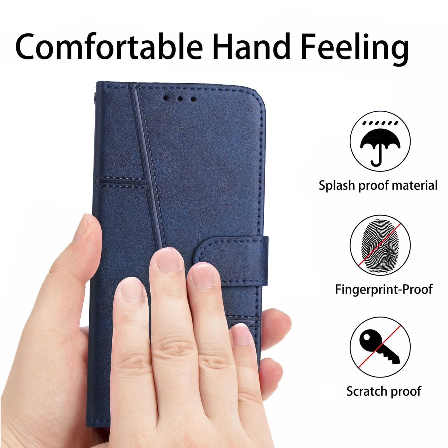 Xiaomi Poco C65 / Xiaomi Redmi 13C 4G Θήκη Βιβλίο Μπλε Stitching Calf Texture Buckle Phone Case Blue