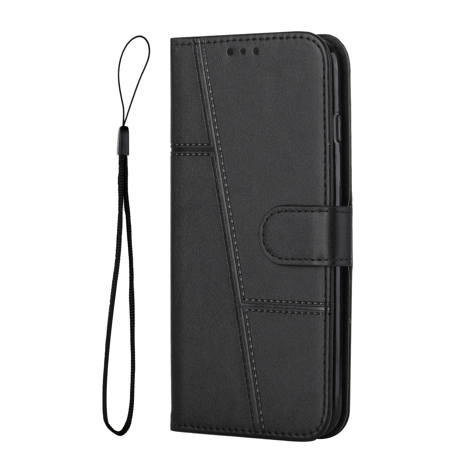 Xiaomi Poco C65 / Xiaomi Redmi 13C 4G Θήκη Βιβλίο Μαύρο Stitching Calf Texture Buckle Phone Case Black