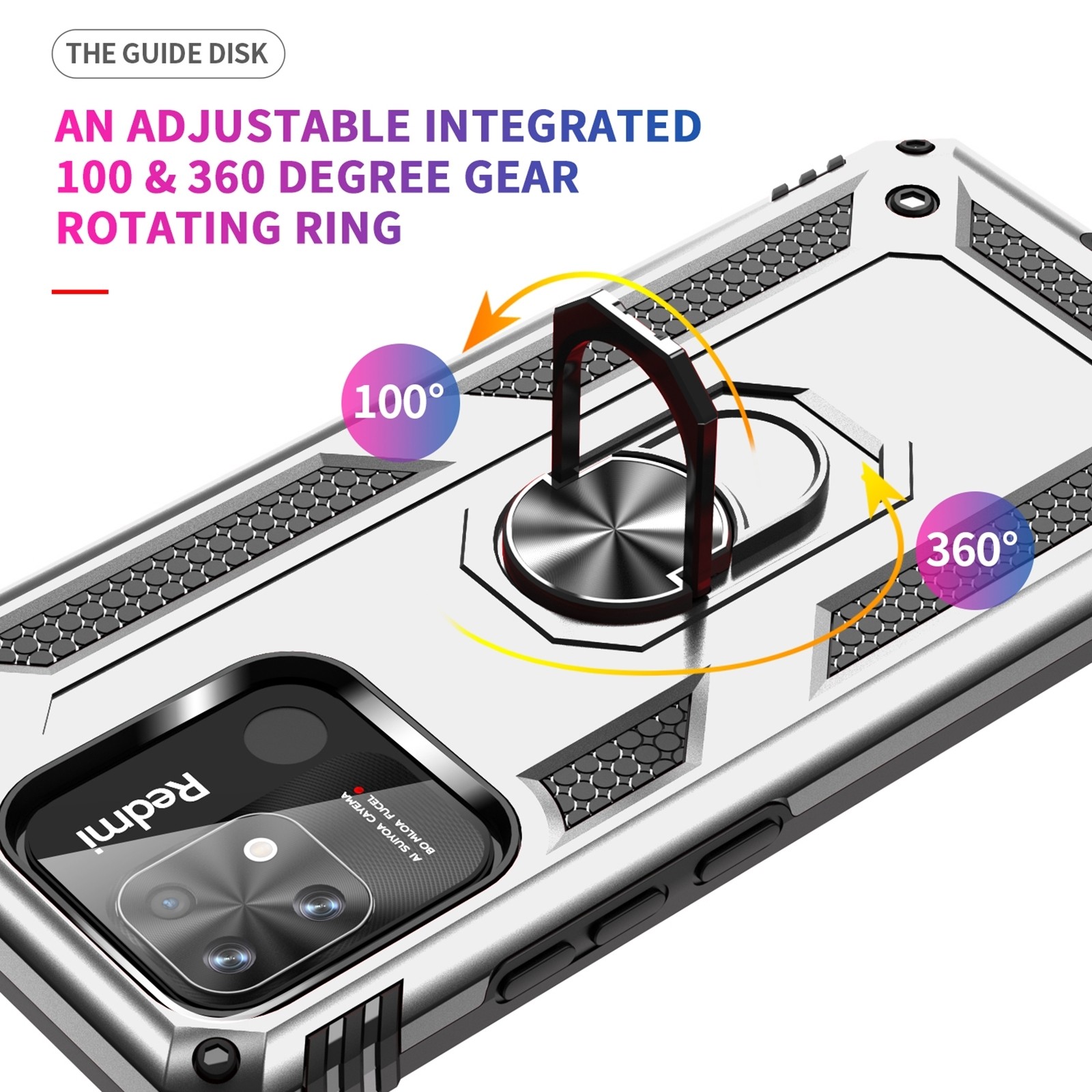 Xiaomi Redmi 12C 4G Θήκη Ασημί Με Σταντ Shockproof TPU + PC Phone Case with Holder Silver