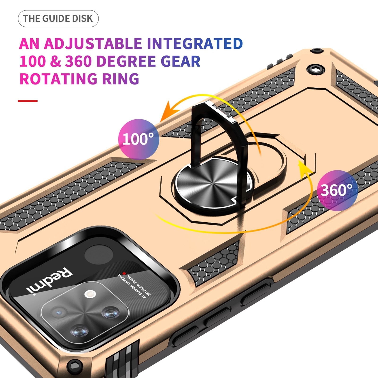 Xiaomi Redmi 12C 4G Θήκη Χρυσό Με Σταντ Shockproof TPU + PC Phone Case with Holder Gold