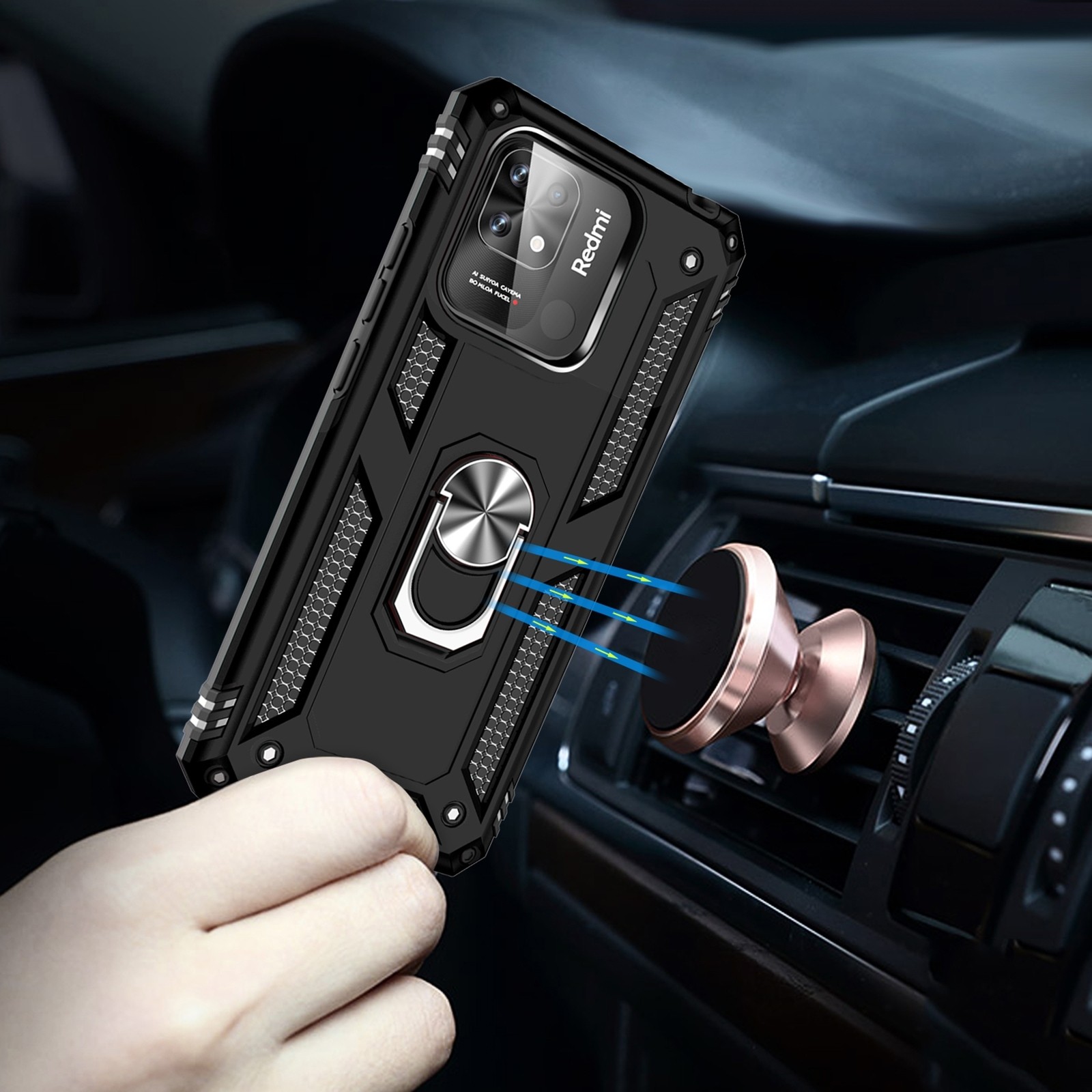 Xiaomi Redmi 12C 4G Θήκη Μαύρο Με Σταντ Shockproof TPU + PC Phone Case with Holder Black