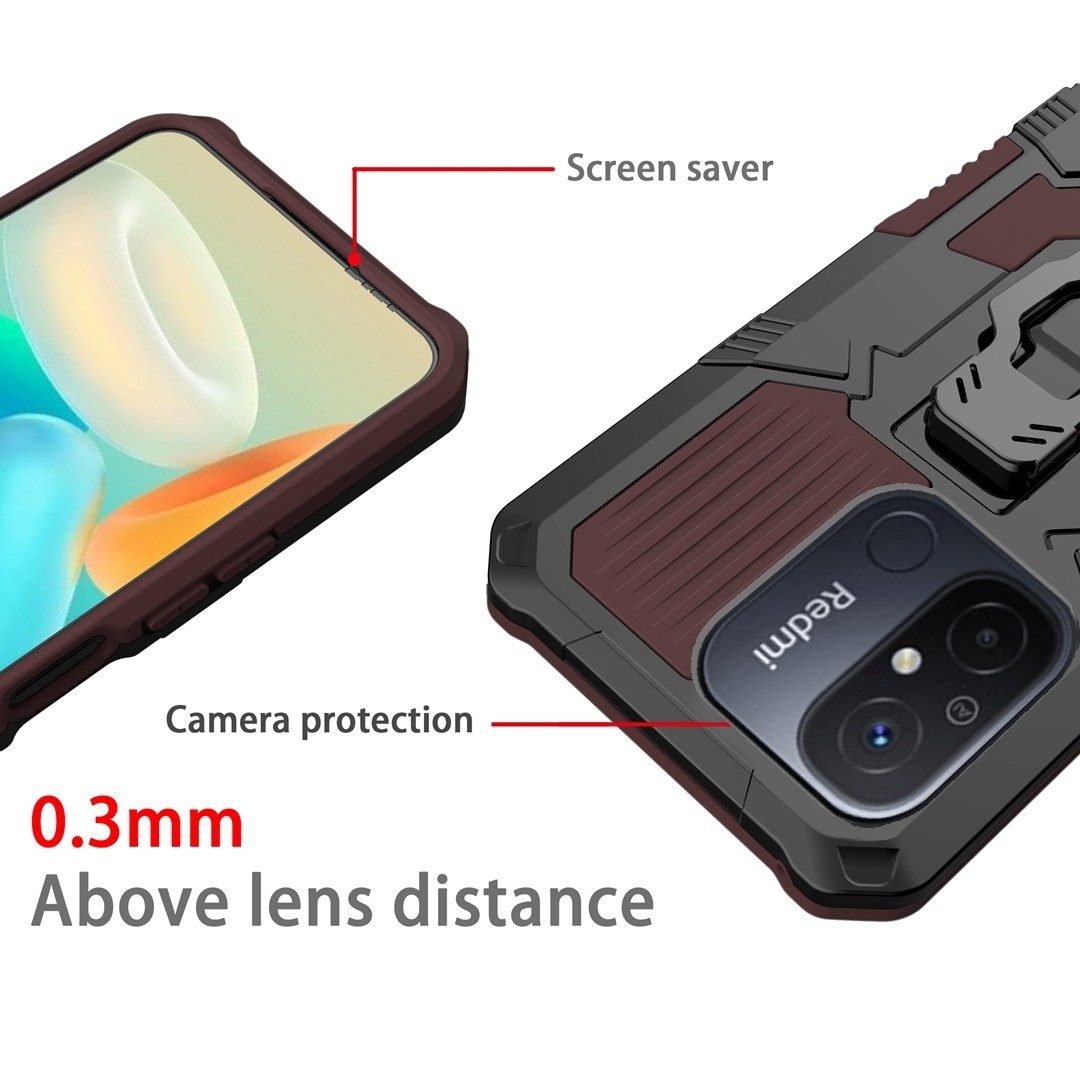 Xiaomi Redmi 12C Θήκη Καφέ Armor Warrior Shockproof PC + TPU Phone Case Brown
