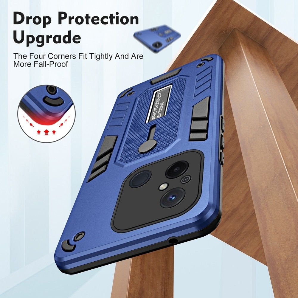 Xiaomi Redmi 12C Θήκη Μπλε Με Σταντ Variety Brave Armor Finger Loop Holder Phone Case Blue