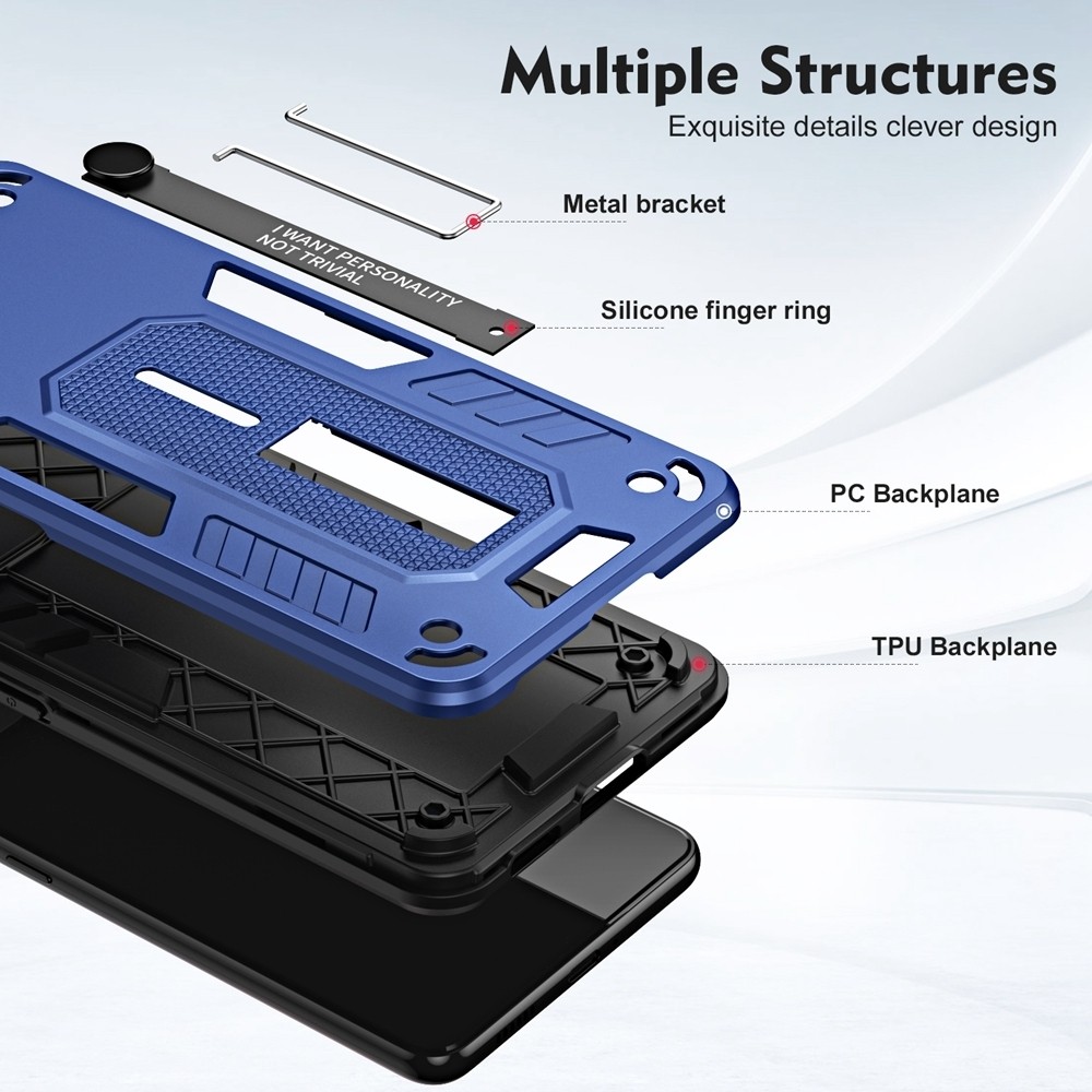 Xiaomi Redmi 12C Θήκη Μπλε Με Σταντ Variety Brave Armor Finger Loop Holder Phone Case Blue