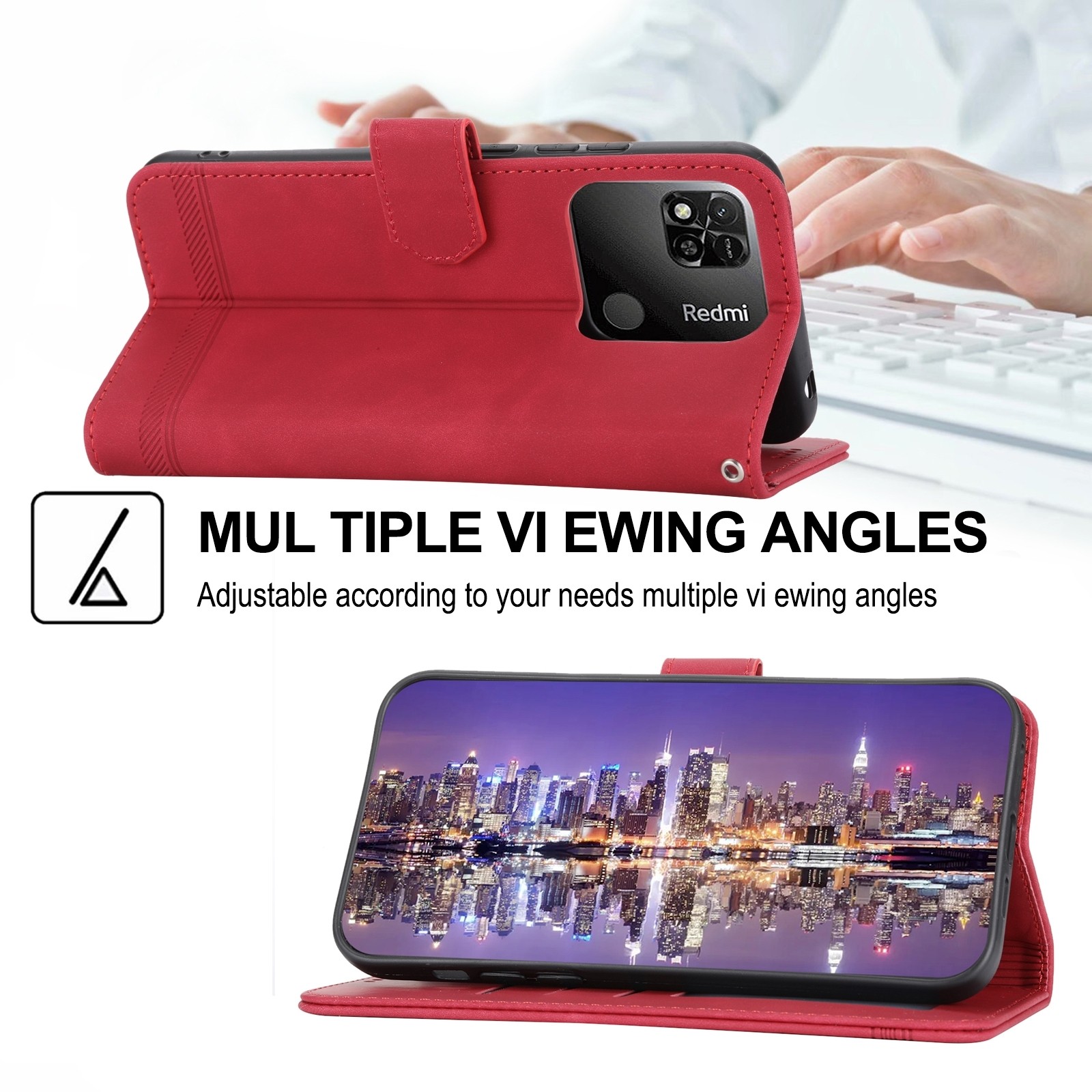 Xiaomi Redmi 12C Θήκη Βιβλίο Κόκκινο Dierfeng Dream Line TPU + PU Phone Case Red