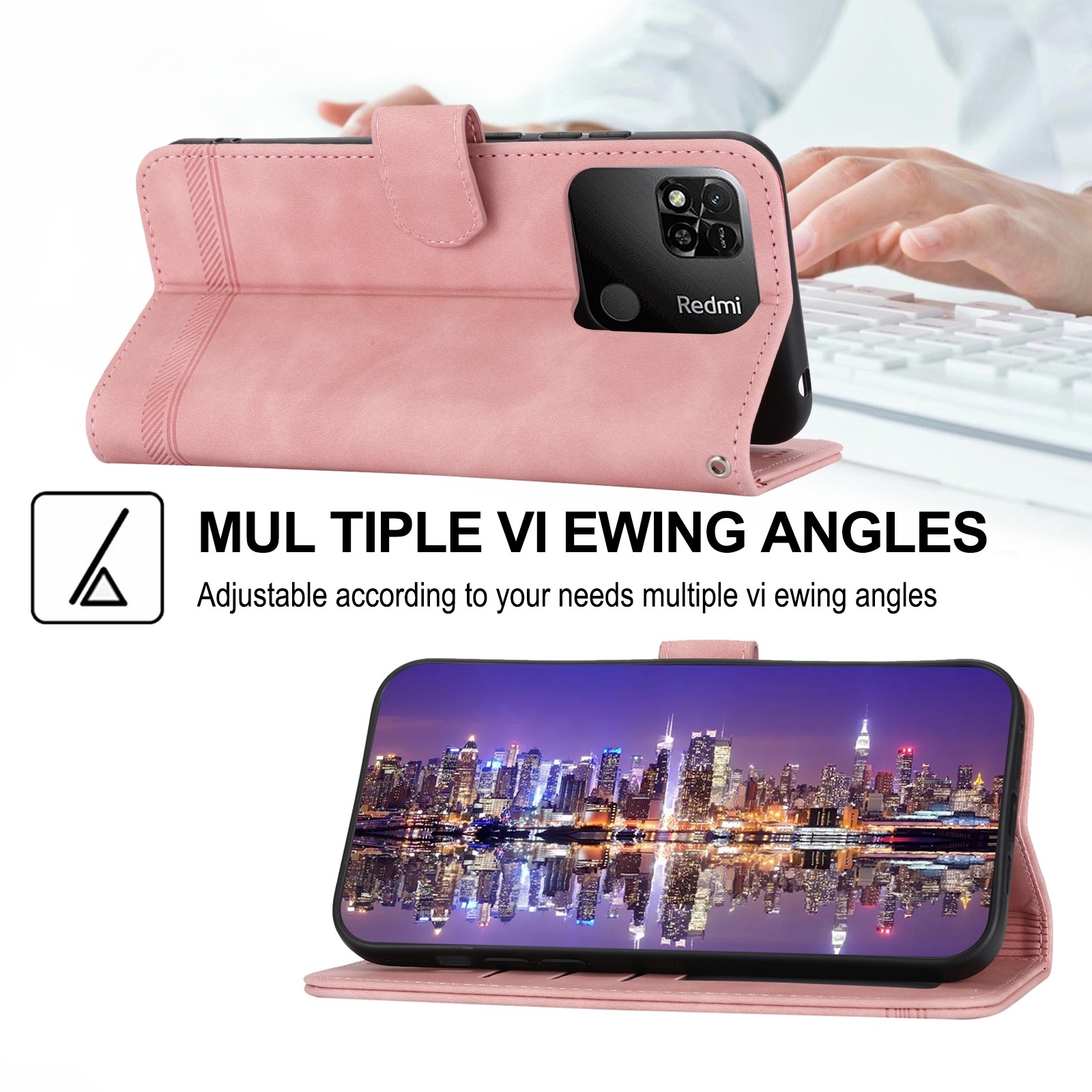 Xiaomi Redmi 12C Θήκη Βιβλίο Ροζ Dierfeng Dream Line TPU + PU Phone Case Pink