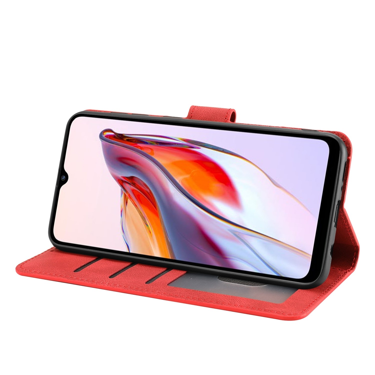 Xiaomi Redmi 12C Θήκη Βιβλίο Κόκκινο Fantasy Skin-feel Calfskin Texture Phone Case Red