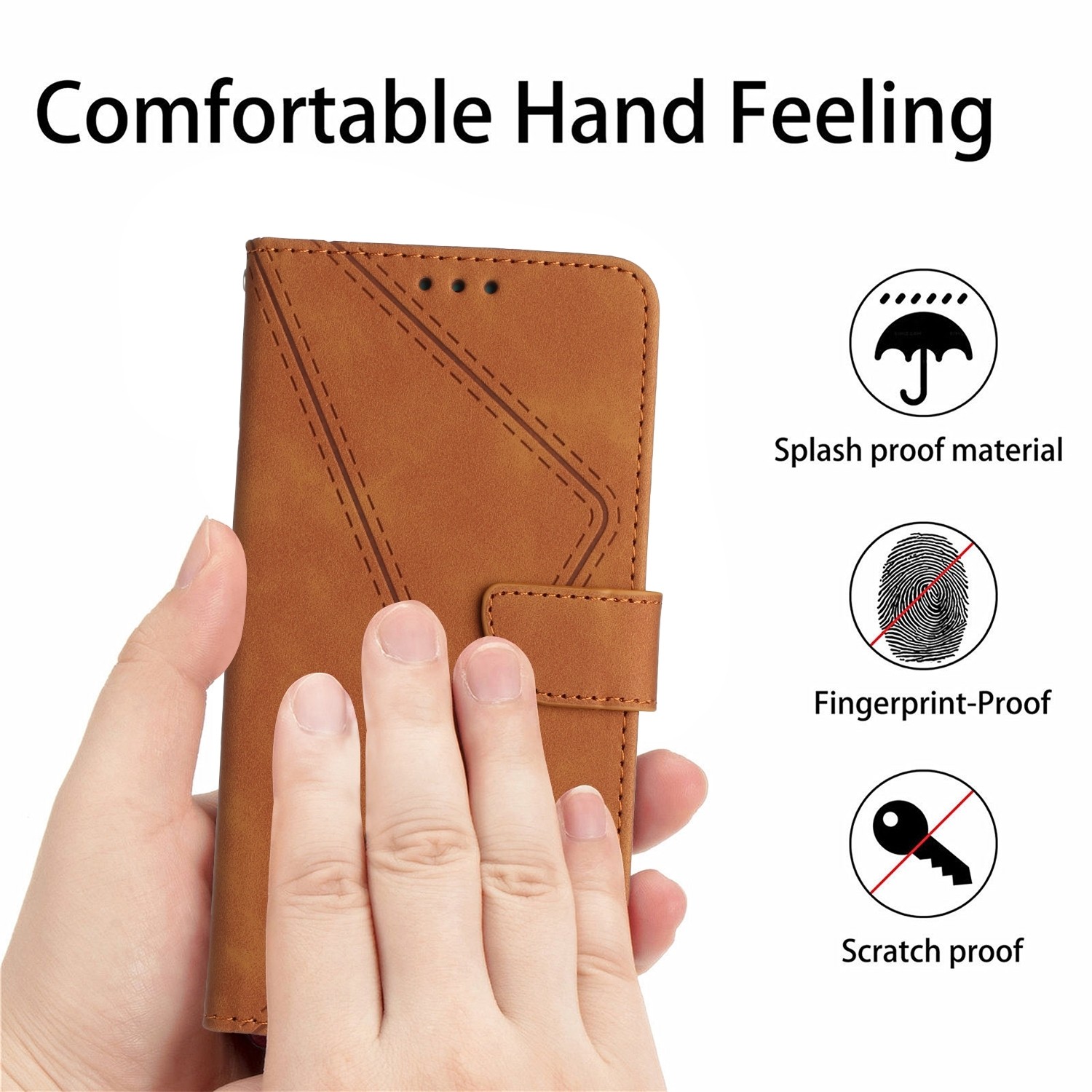 Xiaomi 13 Lite 5G Θήκη Βιβλίο Καφέ Stitching Embossed Phone Case Brown
