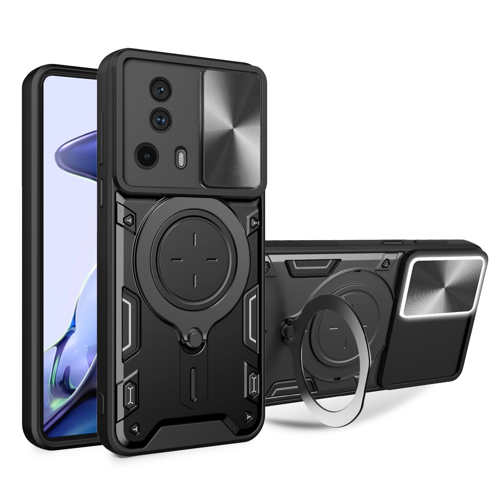 Xiaomi 13 Lite 5G Θήκη Μαύρη Με Σταντ Sliding Camshield Card Phone Case Black