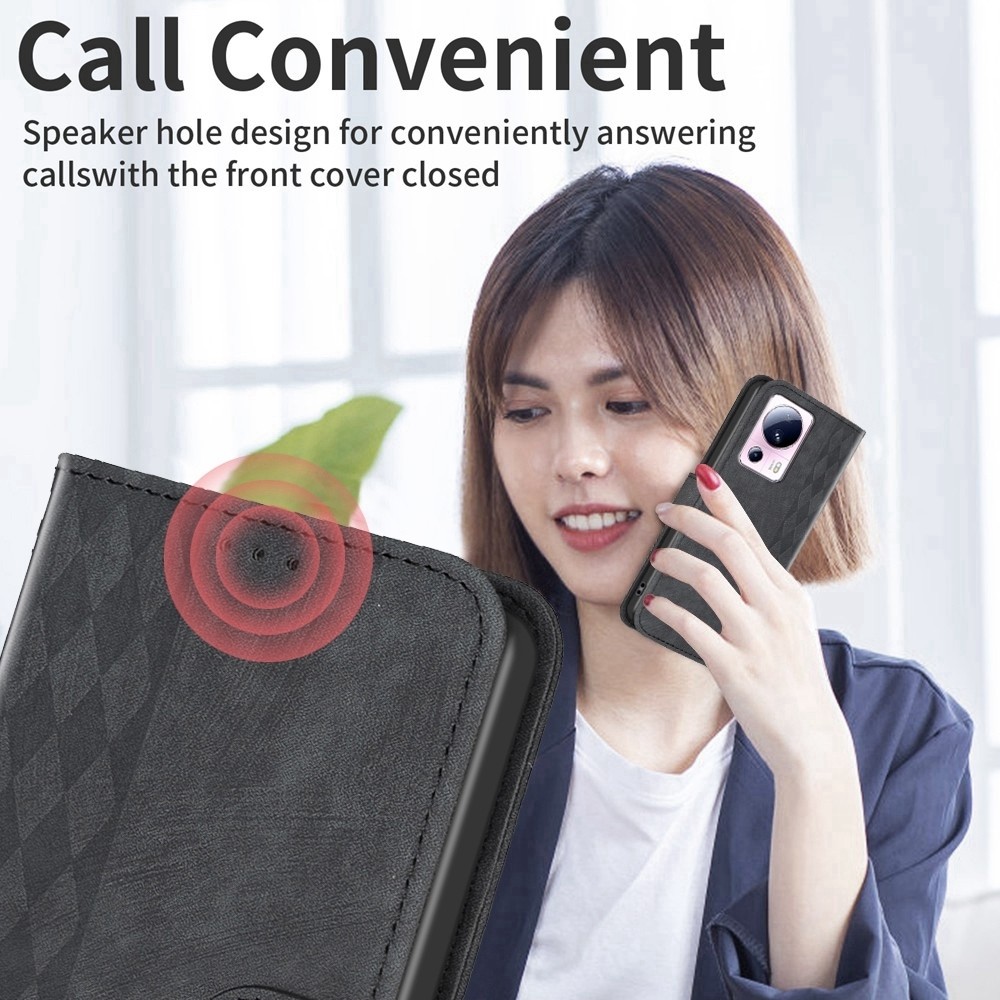 Xiaomi 13 Lite 5G Θήκη Βιβλίο Μαύρο Plaid Embossed Phone Case Black