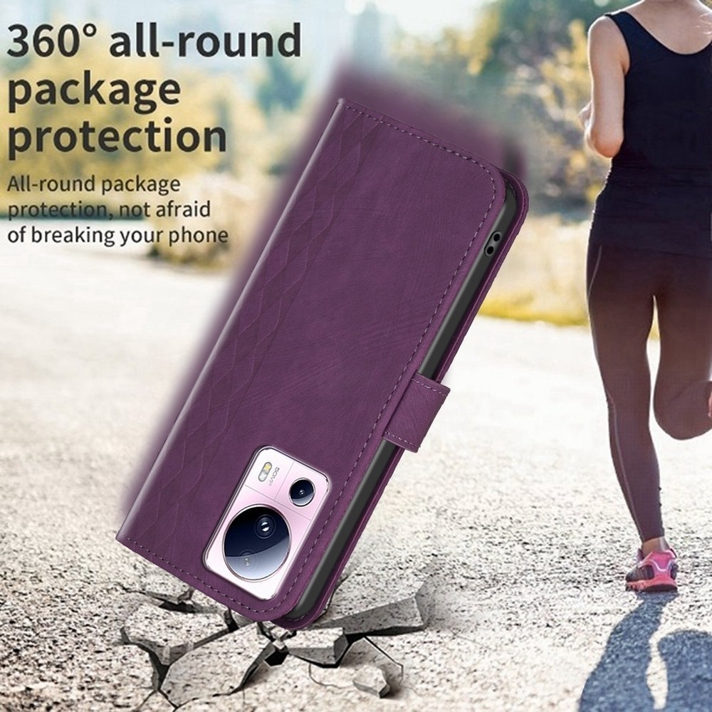 Xiaomi 13 Lite 5G Θήκη Βιβλίο Μωβ Plaid Embossed Phone Case Purple