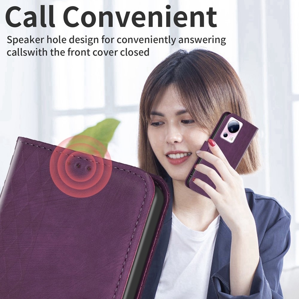 Xiaomi 13 Lite 5G Θήκη Βιβλίο Μωβ Plaid Embossed Phone Case Purple