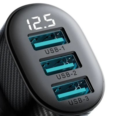 Joyroom JR-CCD03 Φορτιστής Αυτοκινήτου με 3 Θύρες USB-A 17W Μαύρος