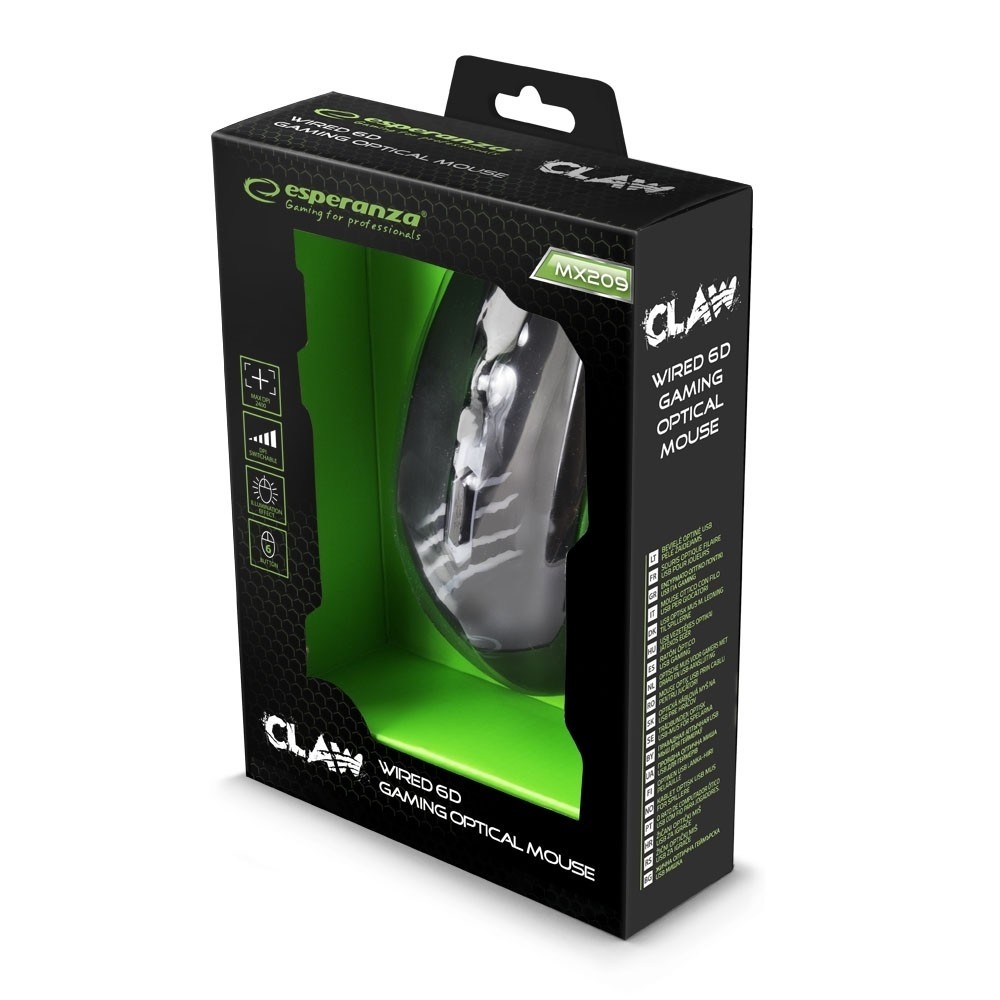 Esperanza Ποντίκι Ενσύρματο MX209 Claw Black EGM209G