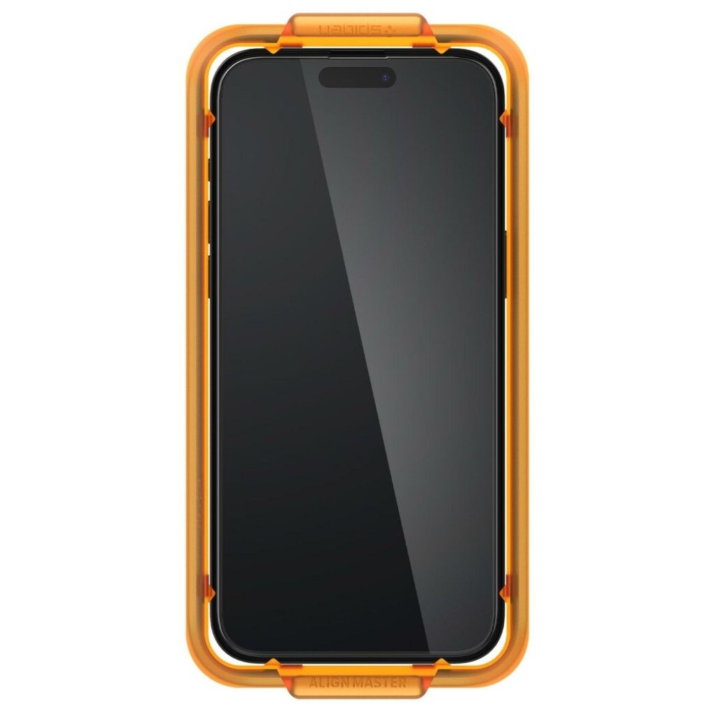 iPhone 15 Pro Max Spigen (x2.Pack) GLAS.tR ALIGNmaster Full Cover HD Premium Tempered Glass Screen Protector Black AGL06875