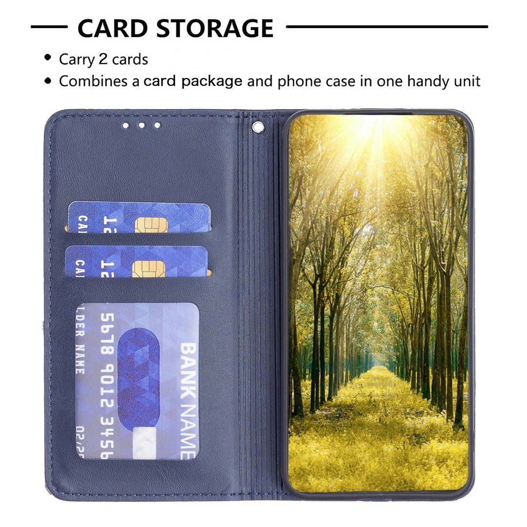 Xiaomi Redmi Note 13 Pro Plus 5G Θήκη Βιβλίο Μπλε Magnetic Buckle Rhombus Texture Phone Case Blue