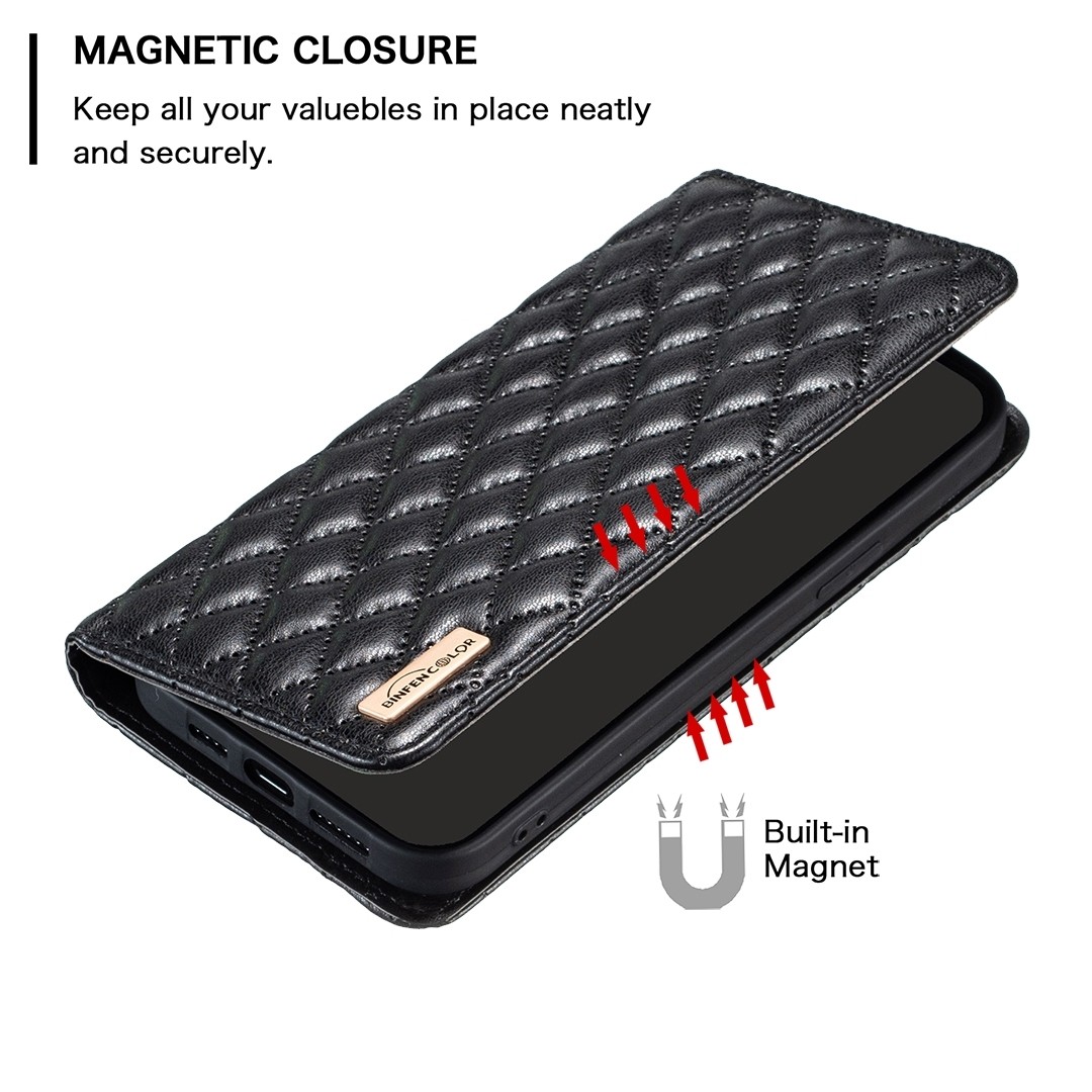 Xiaomi Redmi Note 13 Pro 5G / Poco X6 5G Θήκη Βιβλίο Μαύρο Diamond Lattice Magnetic Flip Phone Case Black