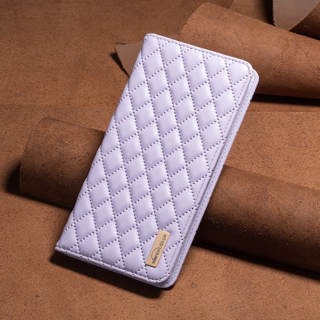 Xiaomi Redmi Note 13 Pro Plus 5G Θήκη Βιβλίο Μωβ Diamond Lattice Magnetic Flip Phone Case Purple