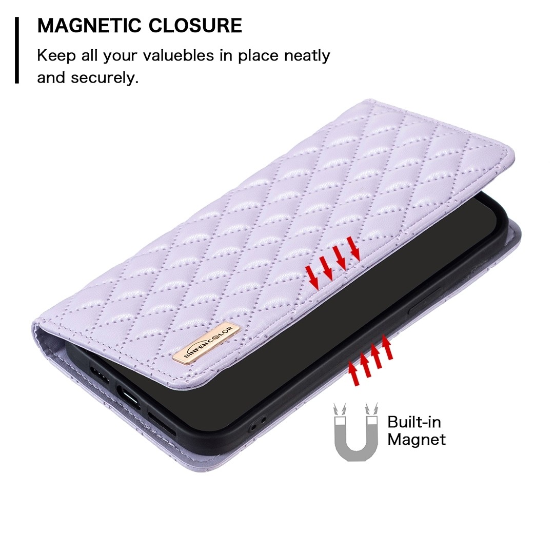 Xiaomi Redmi Note 13 Pro Plus 5G Θήκη Βιβλίο Μωβ Diamond Lattice Magnetic Flip Phone Case Purple