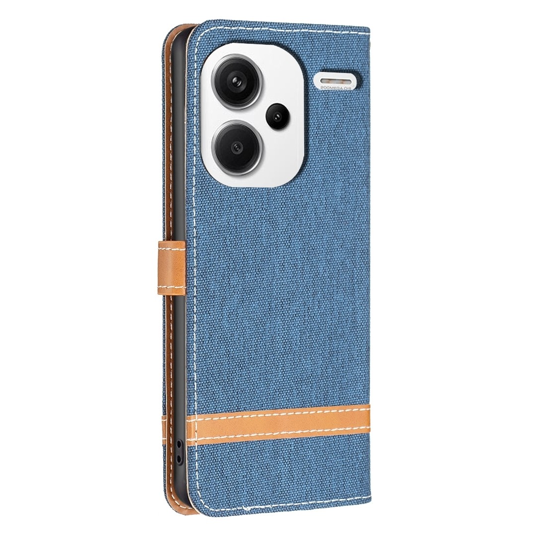 Xiaomi Redmi Note 13 Pro Plus 5G Θήκη Βιβλίο Μπλε Σκούρο Color Block Denim Texture Phone Case Dark Blue