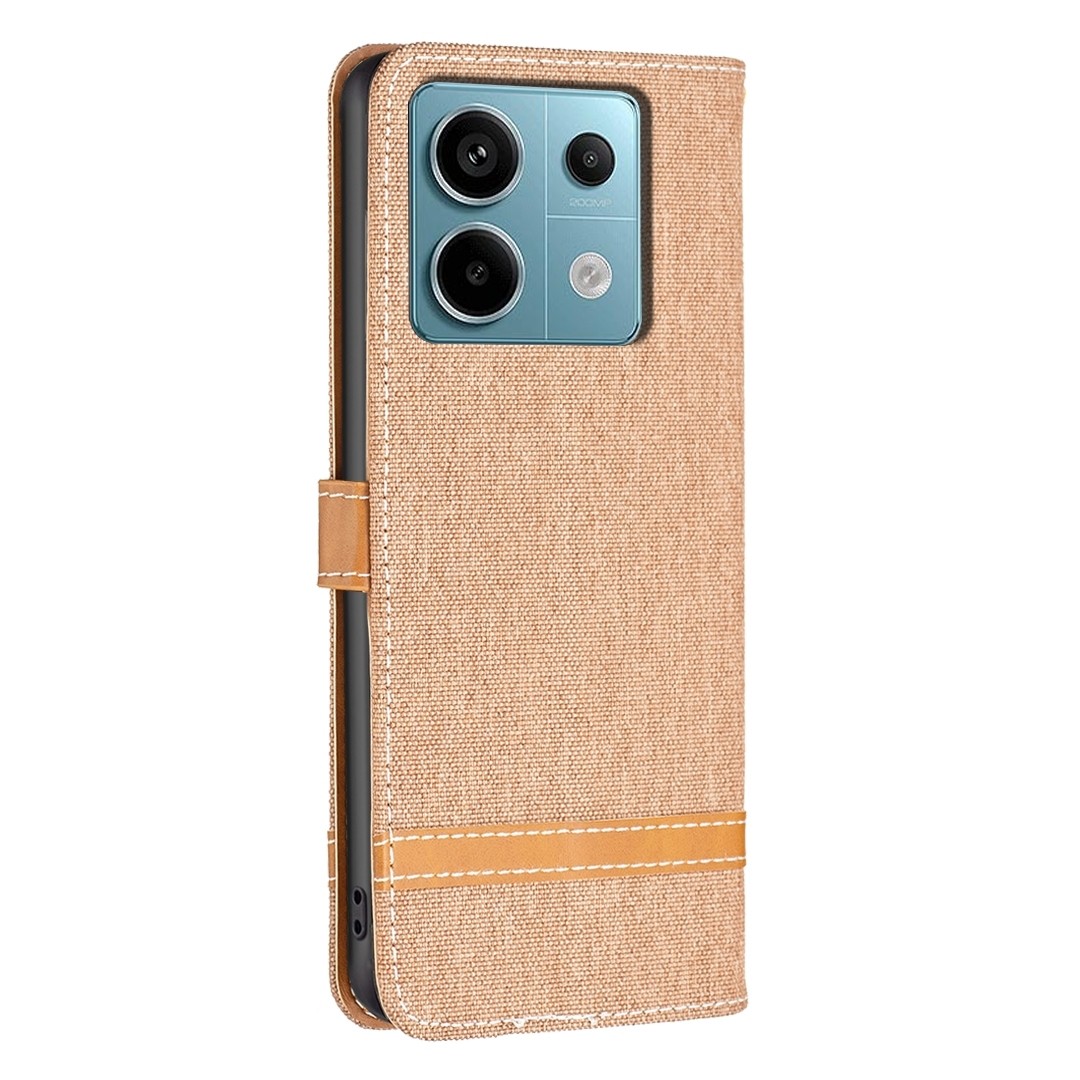 Xiaomi Redmi Note 13 Pro 5G / Poco X6 5G Θήκη Βιβλίο Καφέ Color Block Denim Texture Phone Case Brown