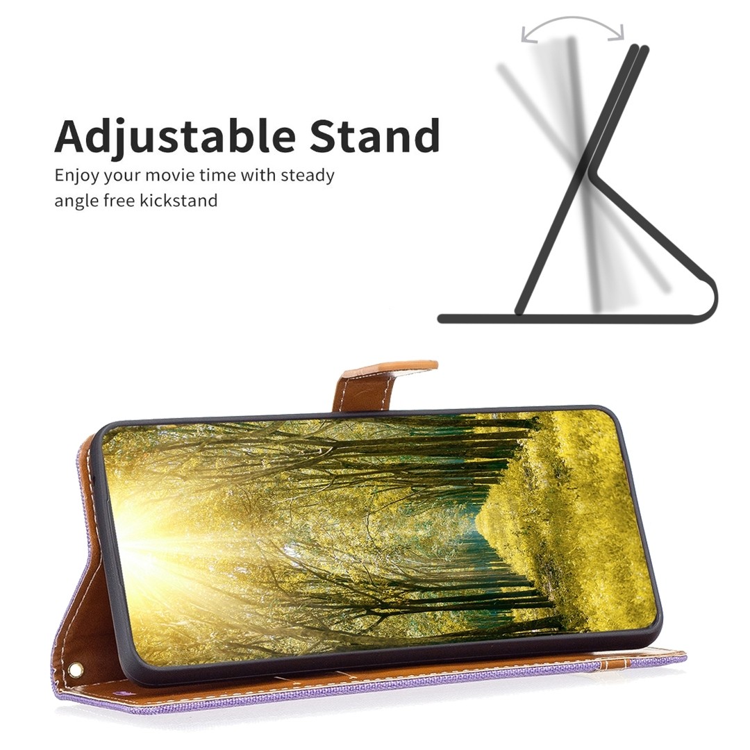 Xiaomi Redmi Note 13 Pro Plus 5G Θήκη Βιβλίο Μωβ Color Block Denim Texture Phone Case Purple