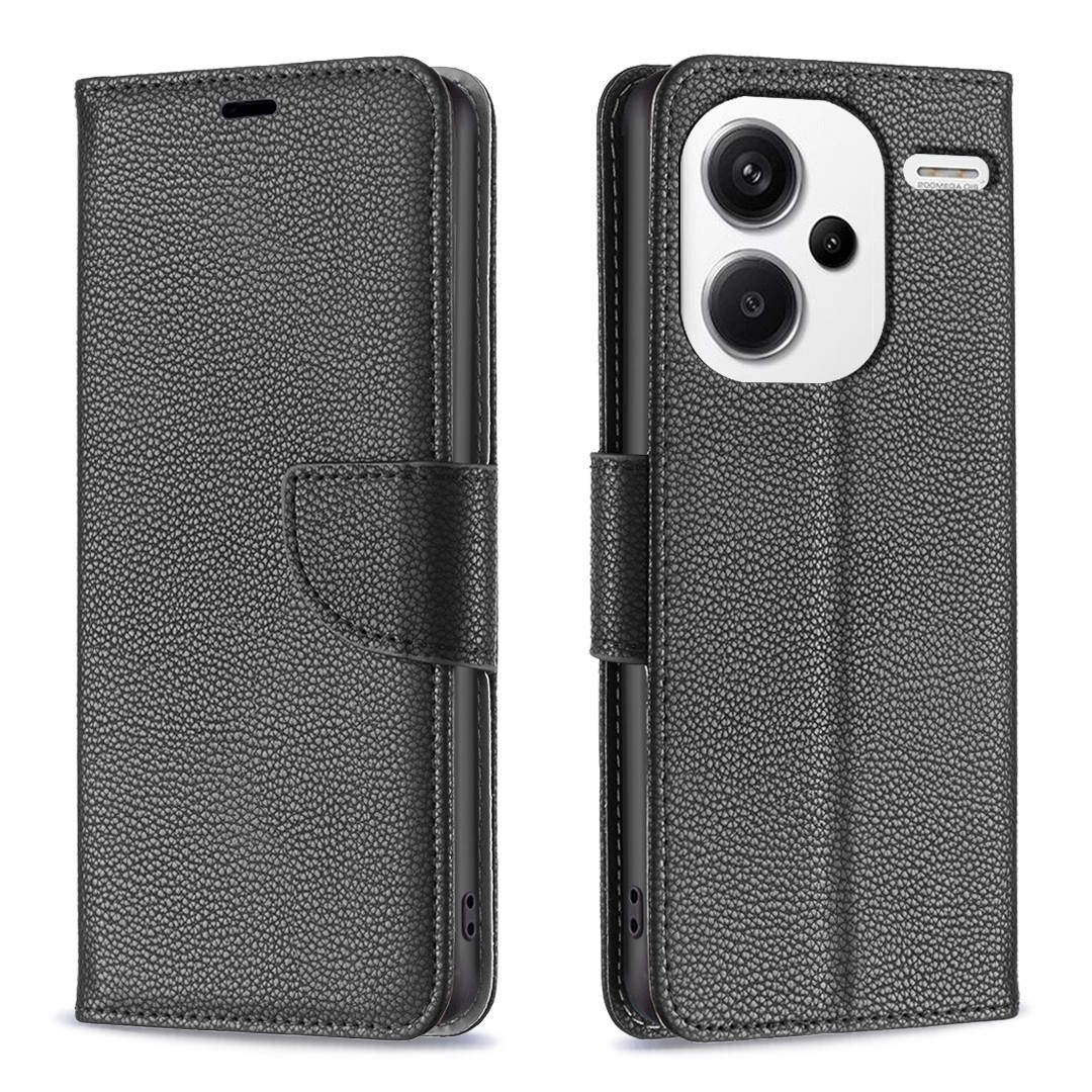 Xiaomi Redmi Note 13 Pro Plus 5G Θήκη Βιβλίο Μαύρο Litchi Texture Pure Color Phone Case Black