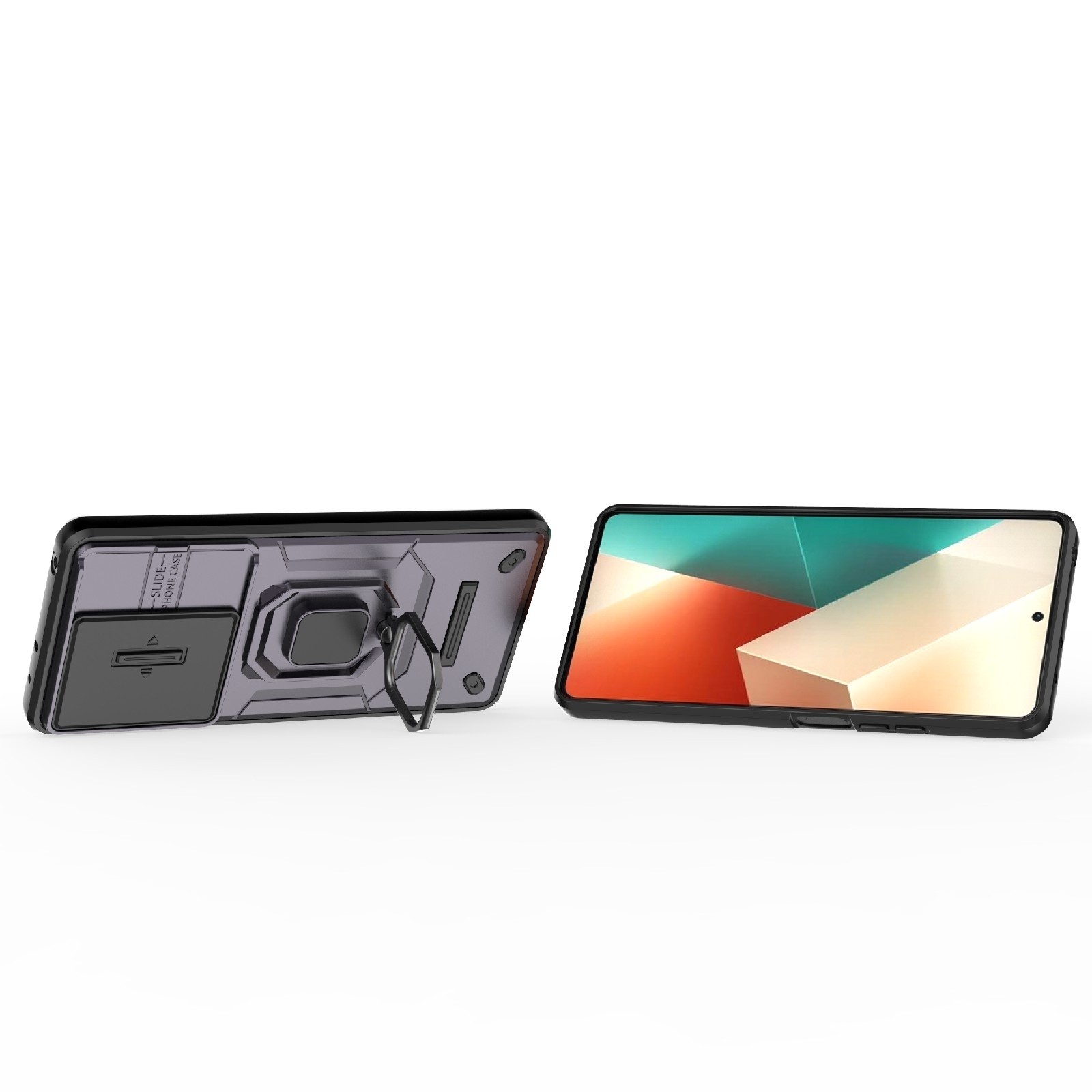 Xiaomi Redmi Note 13 5G Θήκη Μωβ Με Σταντ Sliding Camshield TPU + PC Shockproof Phone Case with Holder Purple