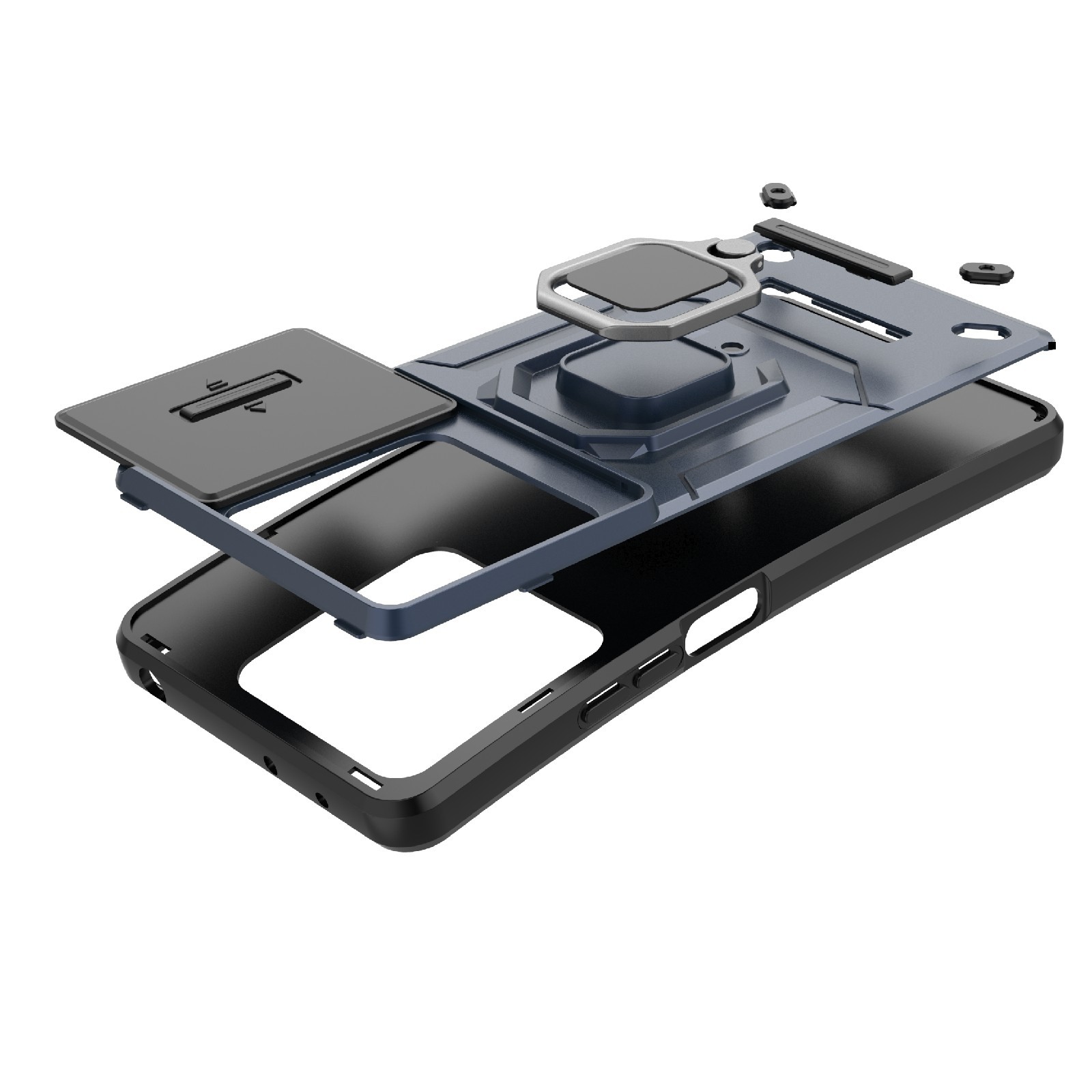 Xiaomi Redmi Note 13 5G Θήκη Μωβ Με Σταντ Sliding Camshield TPU + PC Shockproof Phone Case with Holder Purple