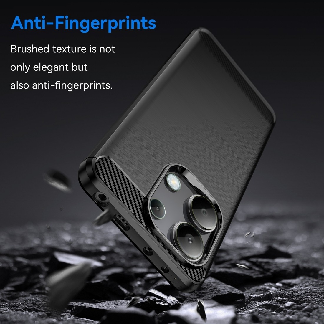 Xiaomi Redmi Note 13 4G Θήκη Σιλικόνης Μα΄ύρη Brushed Texture Carbon Fiber TPU Phone Case Black