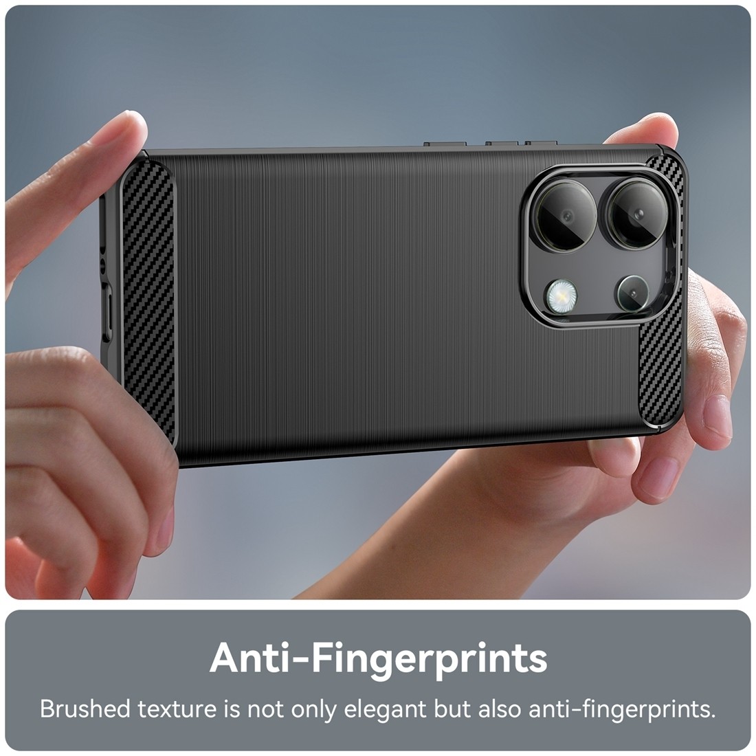 Xiaomi Redmi Note 13 4G Θήκη Σιλικόνης Μα΄ύρη Brushed Texture Carbon Fiber TPU Phone Case Black