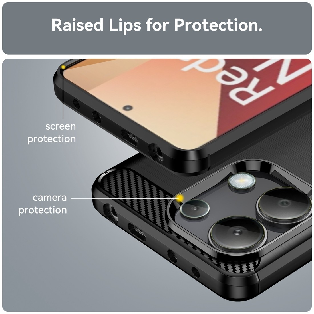 Xiaomi Redmi Note 13 4G Θήκη Σιλικόνης Μα΄ύρη Brushed Texture Carbon Fiber TPU Phone Case Black