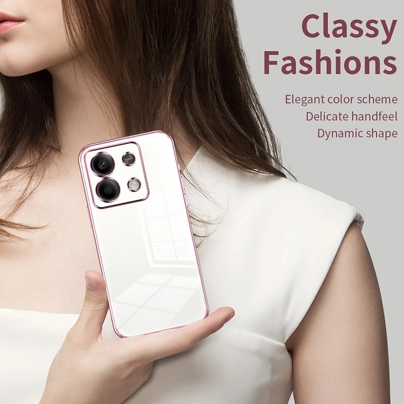 Xiaomi Redmi Note 13 5G Θήκη Διάφανη Ροζ Transparent Plating Fine Hole Phone Case Pink