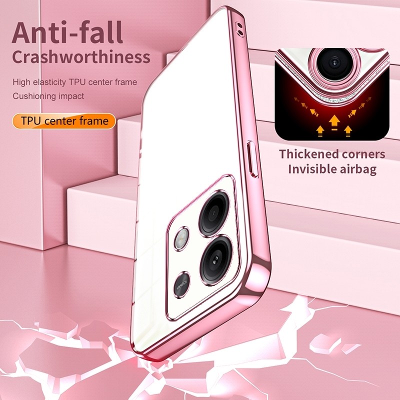 Xiaomi Redmi Note 13 5G Θήκη Διάφανη Ροζ Transparent Plating Fine Hole Phone Case Pink