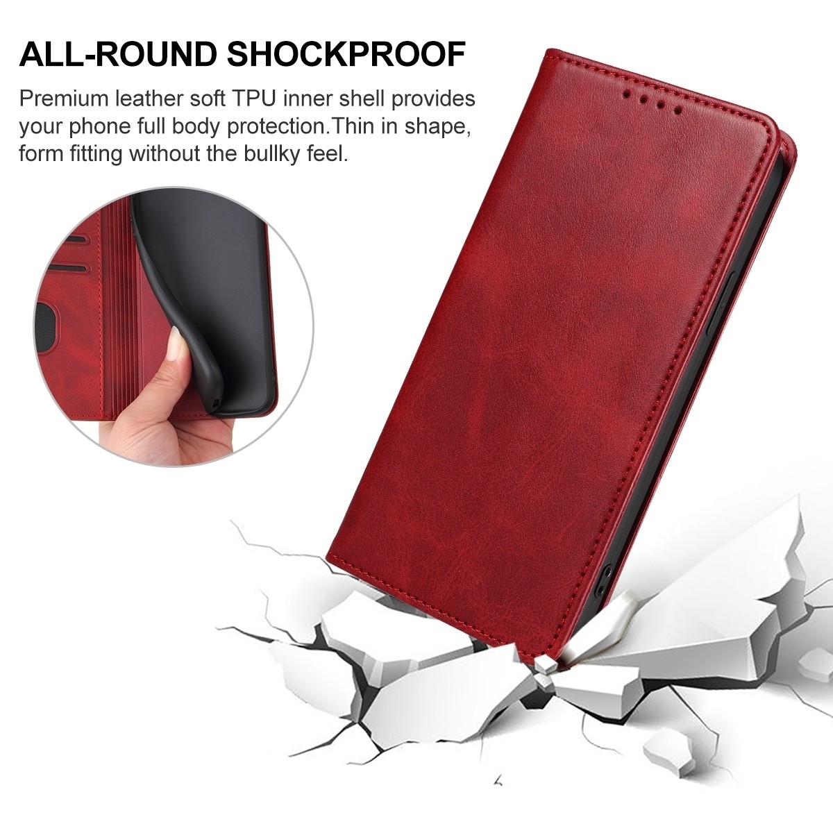 Xiaomi Redmi Note 13 Pro 5G / Poco X6 5G Θήκη Βιβλίο Κόκκινο Magnetic Closure Phone Case Red