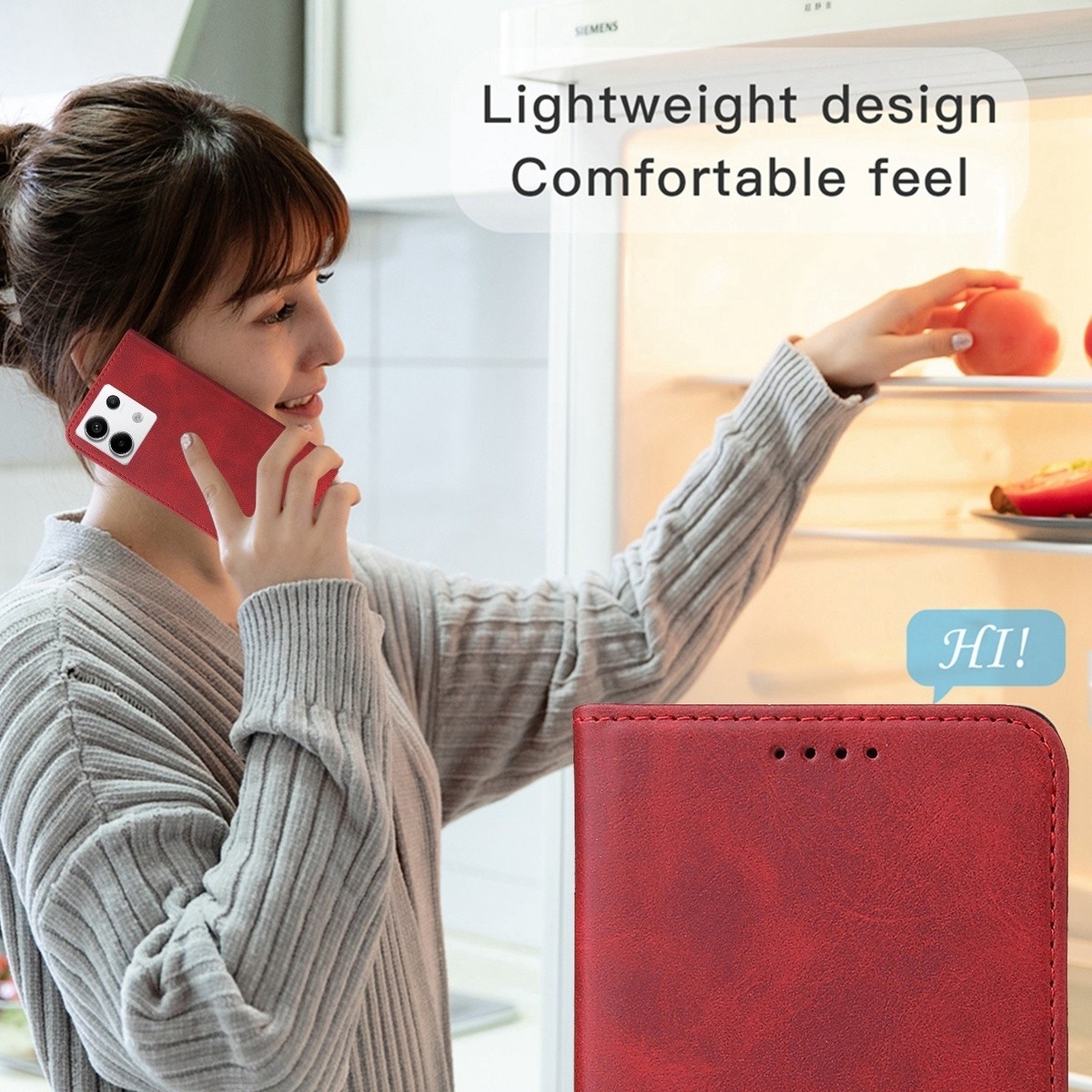 Xiaomi Redmi Note 13 Pro 5G / Poco X6 5G Θήκη Βιβλίο Κόκκινο Magnetic Closure Phone Case Red