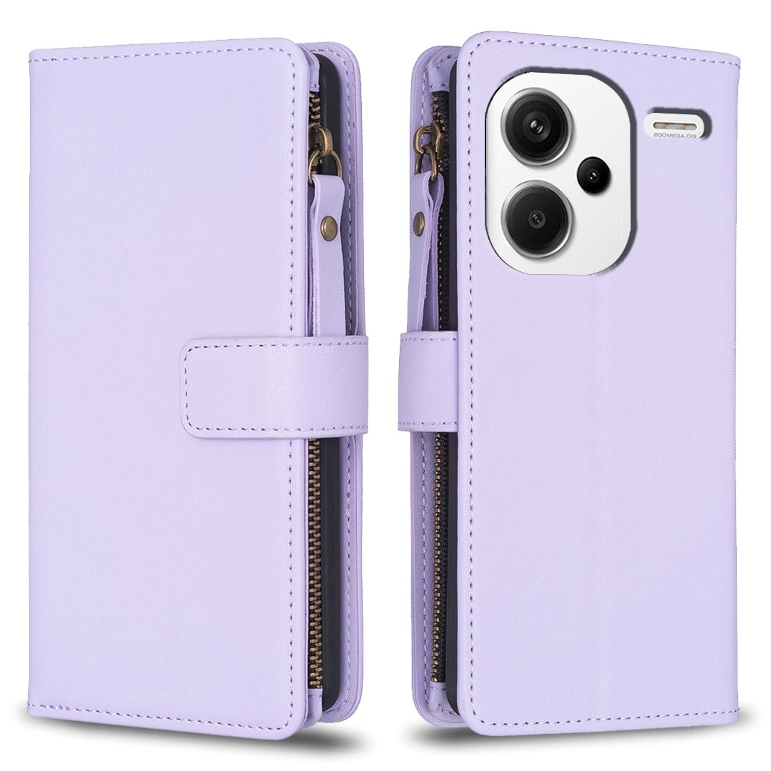 Xiaomi Redmi Note 13 Pro Plus 5G Θήκη Βιβλίο Μωβ Card Slots Zipper Wallet Flip Phone Case Purple