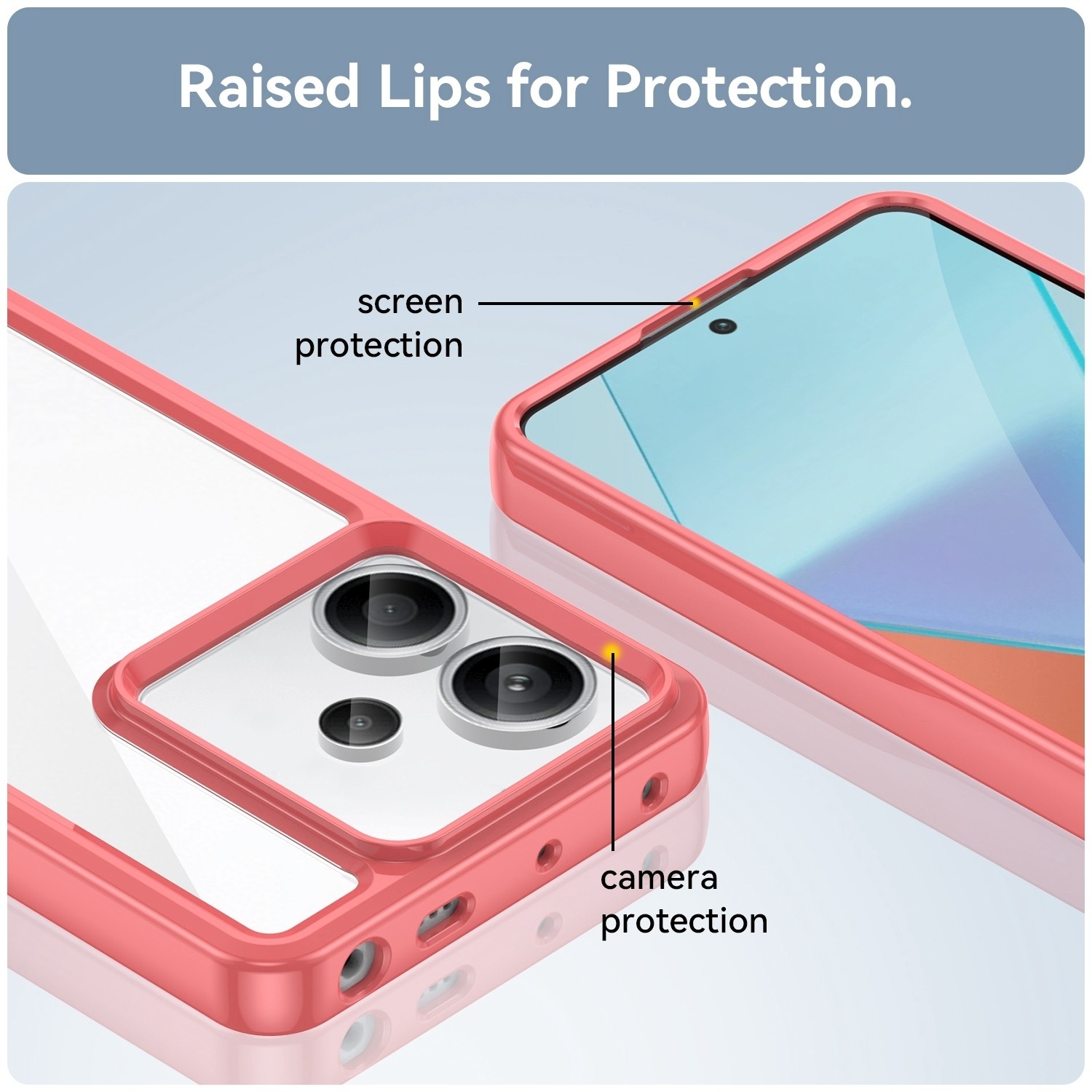 Xiaomi Redmi Note 13 Pro Plus 5G Θήκη Διάφανη - Κόκκινη Colorful Series Acrylic + TPU Phone Case Red