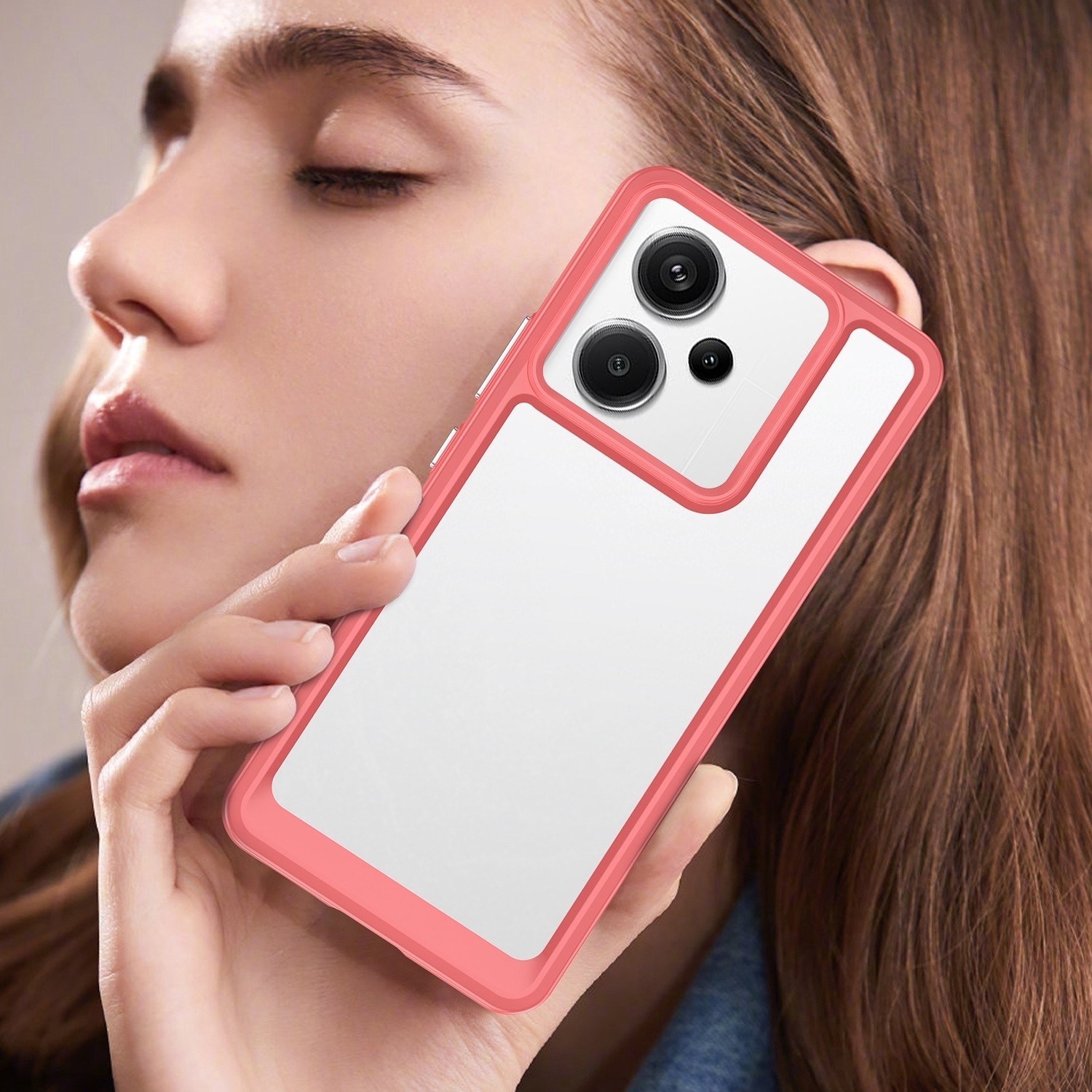 Xiaomi Redmi Note 13 Pro Plus 5G Θήκη Διάφανη - Κόκκινη Colorful Series Acrylic + TPU Phone Case Red