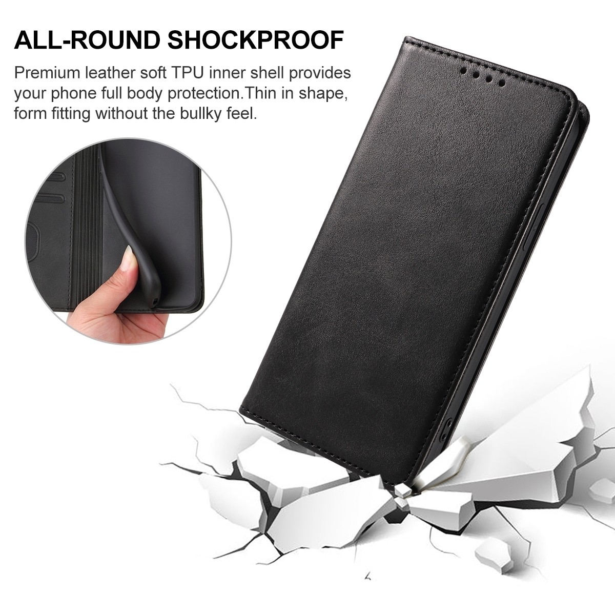Xiaomi Redmi Note 13 Pro 5G / Poco X6 5G Θήκη Βιβλίο Μαύρο Magnetic Closure Phone Case Black