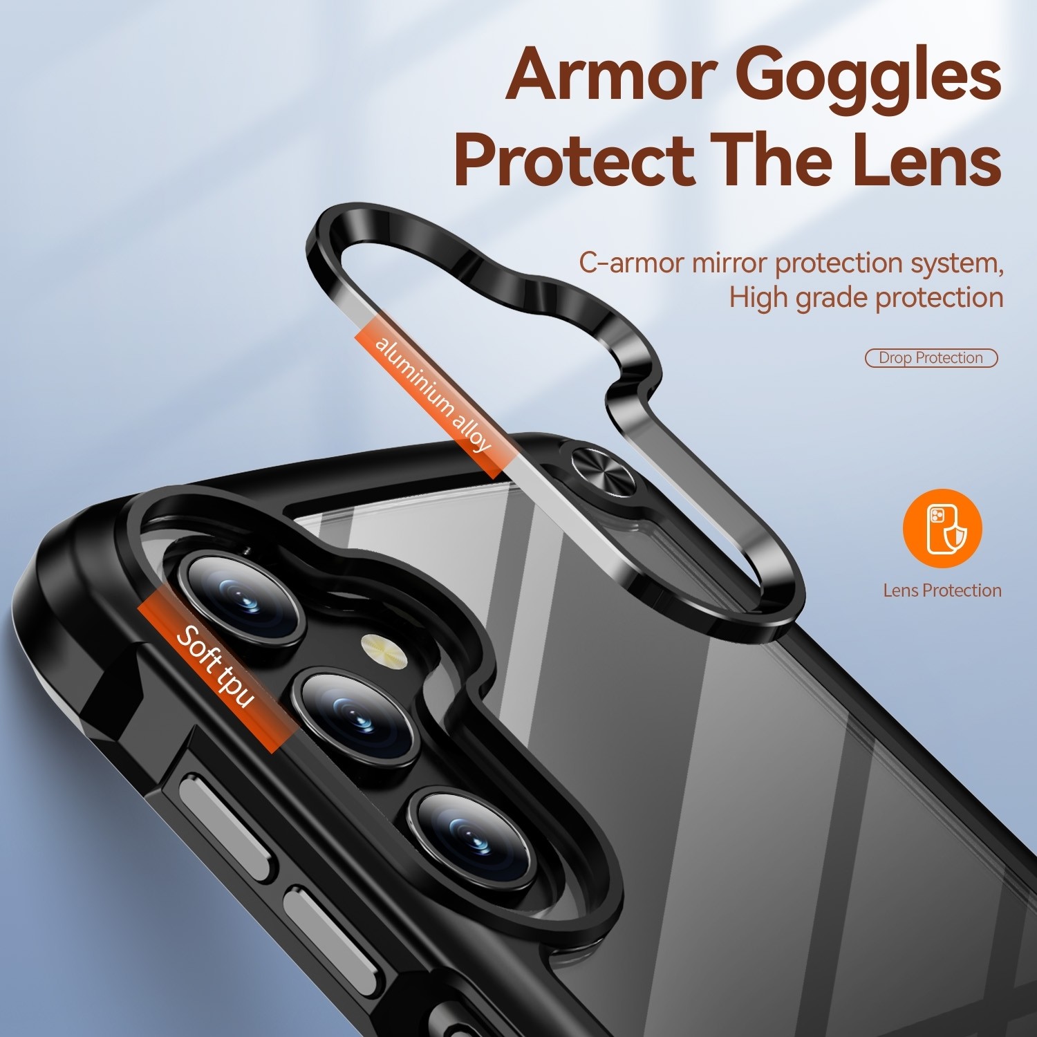 Samsung Galaxy A25 5G / A24 5G/4G Θήκη Διάφανη - Μαύρη TPU + PC Lens Protection Phone Case Black