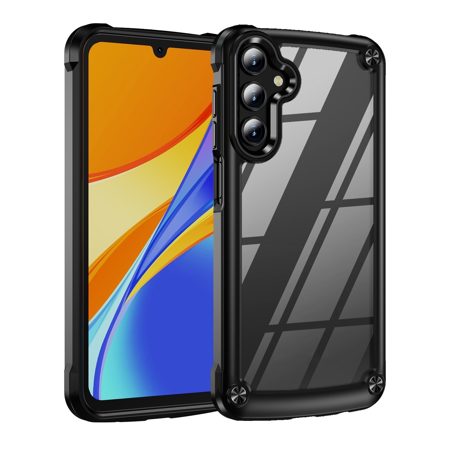 Samsung Galaxy A25 5G / A24 5G/4G Θήκη Διάφανη - Μαύρη TPU + PC Lens Protection Phone Case Black