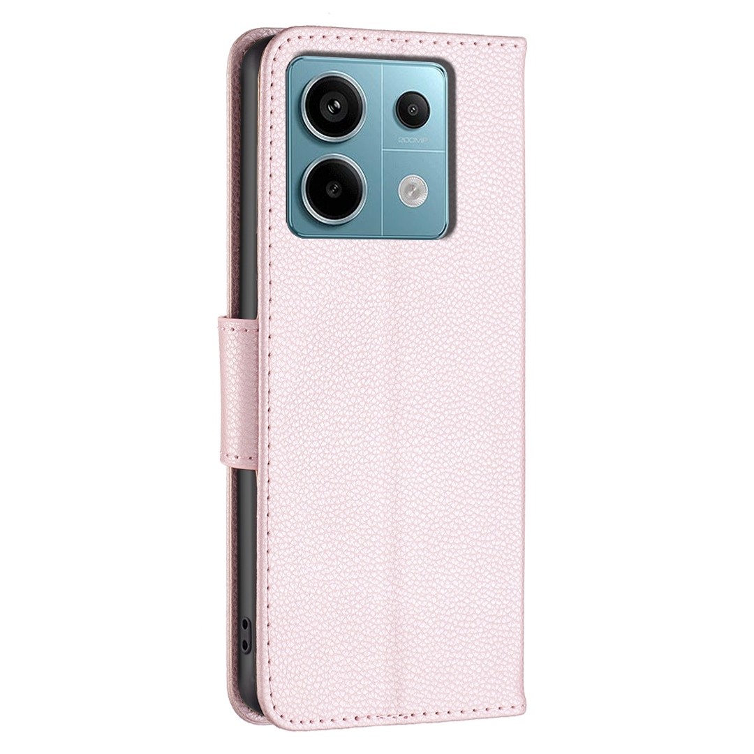 Xiaomi Redmi Note 13 Pro 5G / Poco X6 5G Θήκη Βιβλίο Ροζ Litchi Texture Pure Color Phone Case Rose Gold