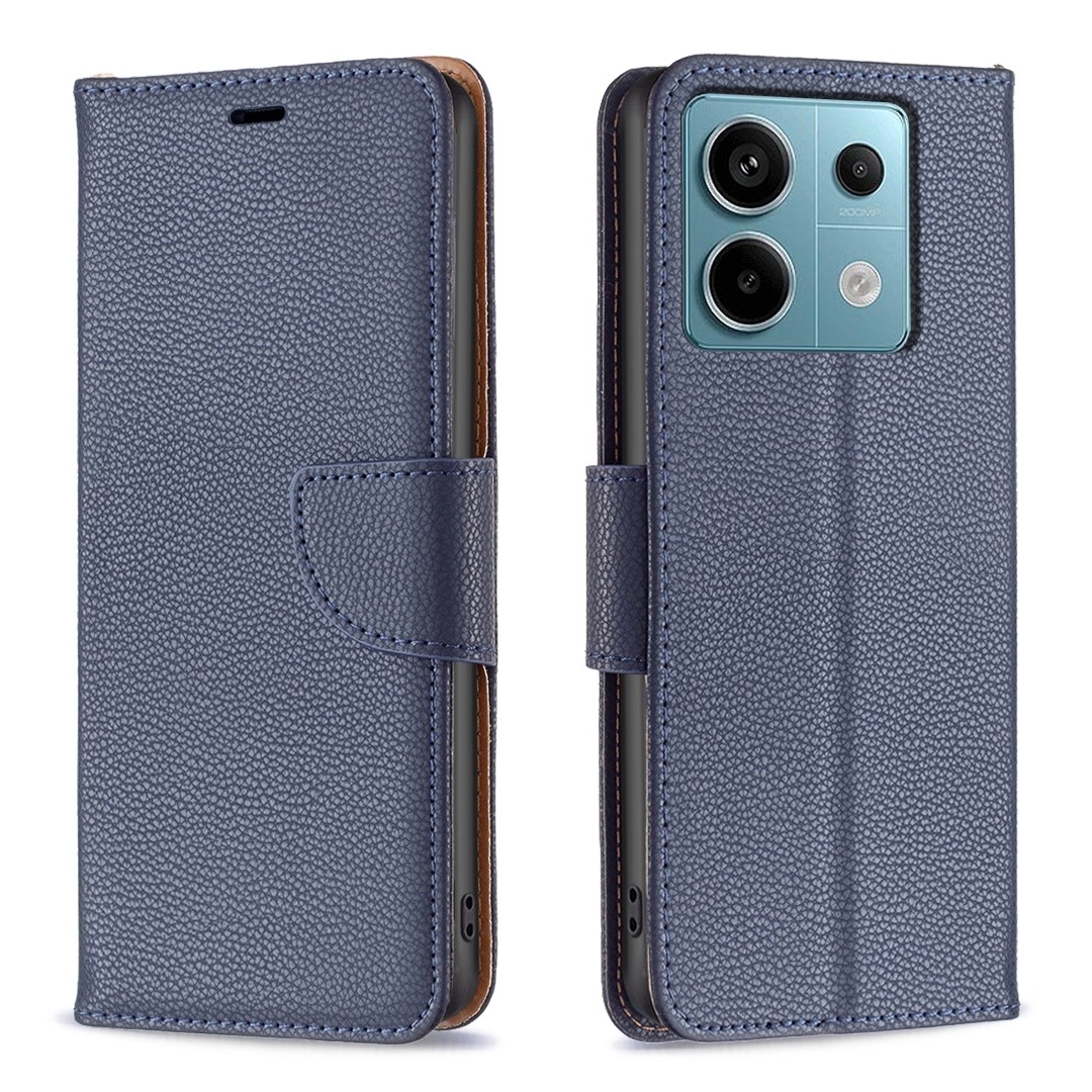 Xiaomi Redmi Note 13 Pro 5G / Poco X6 5G Θήκη Βιβλίο Μπλε Litchi Texture Pure Color Phone Case Blue