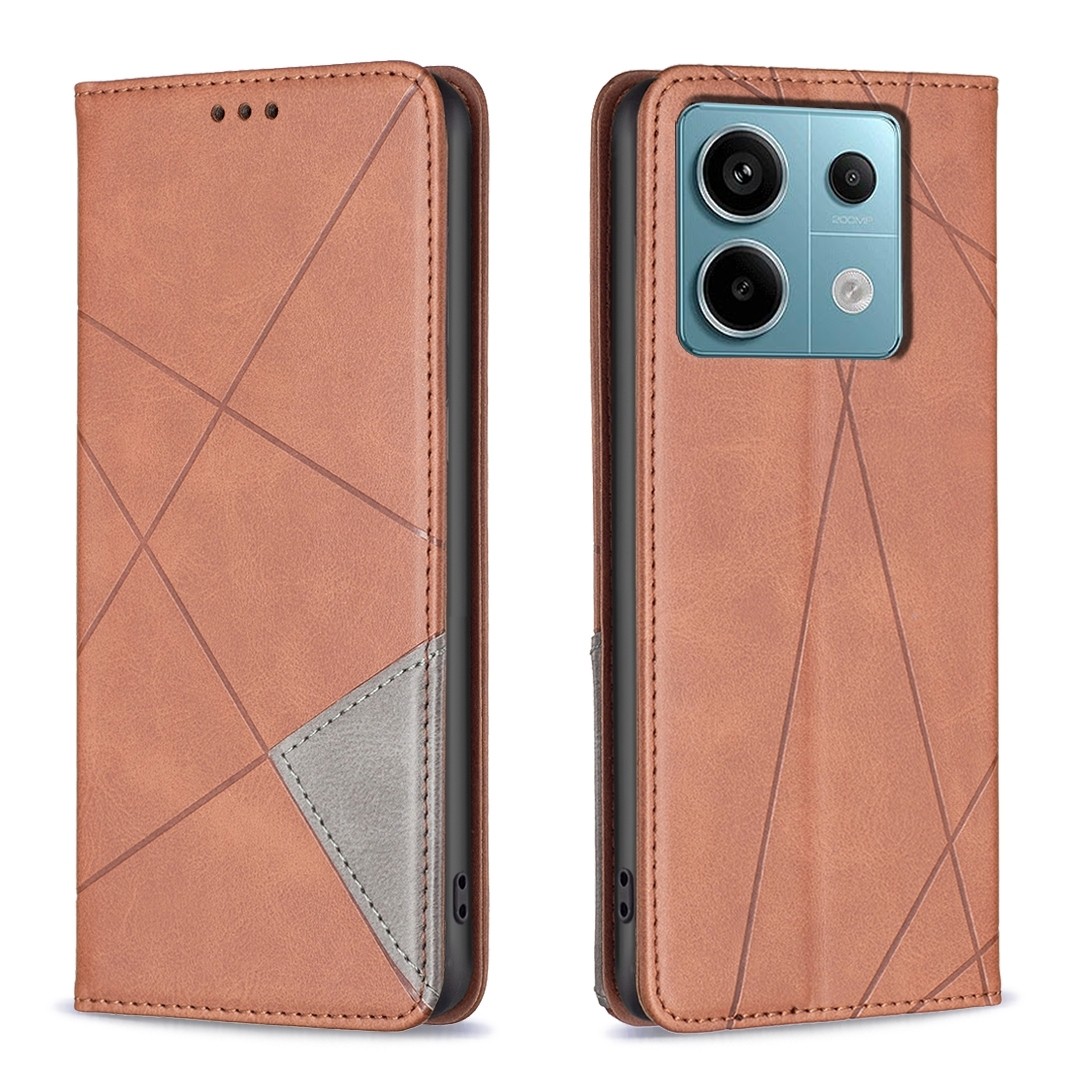 Xiaomi Redmi Note 13 Pro 5G / Poco X6 5G Θήκη Βιβλίο Σκούρο Καφέ Magnetic Buckle Rhombus Texture Phone Case Dark Brown